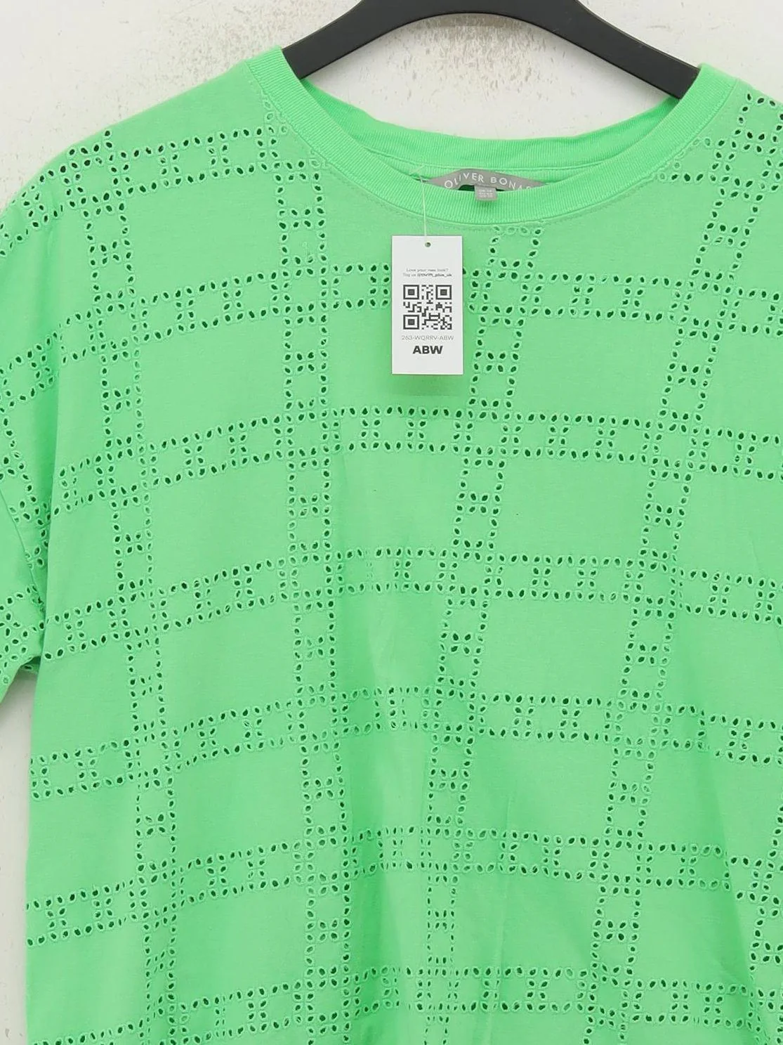 Oliver Bonas Women's T-Shirt UK 14 Green Cotton with Elastane Basic - Image 3