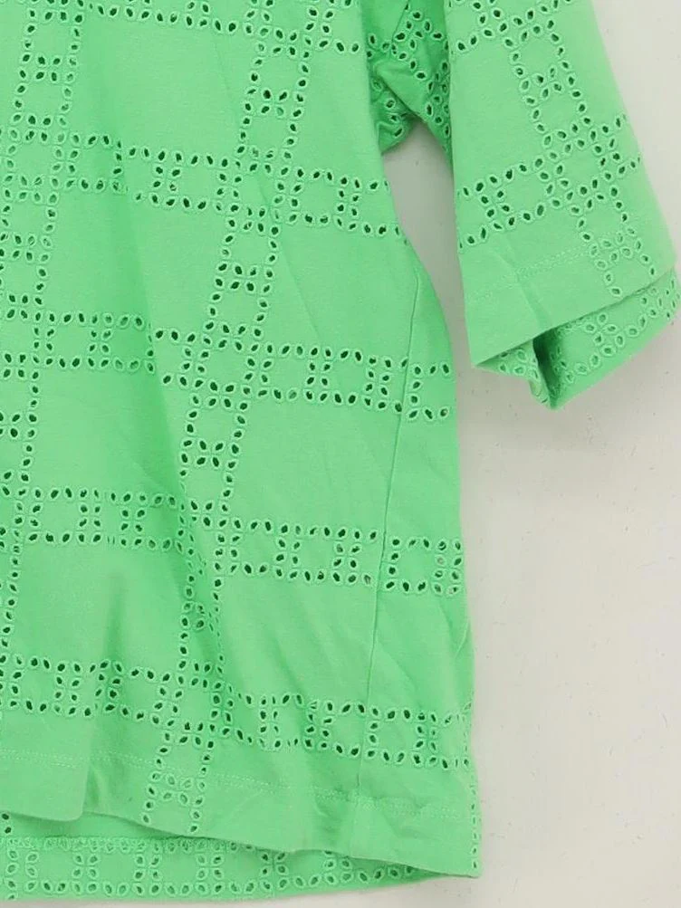 Oliver Bonas Women's T-Shirt UK 14 Green Cotton with Elastane Basic - Image 4
