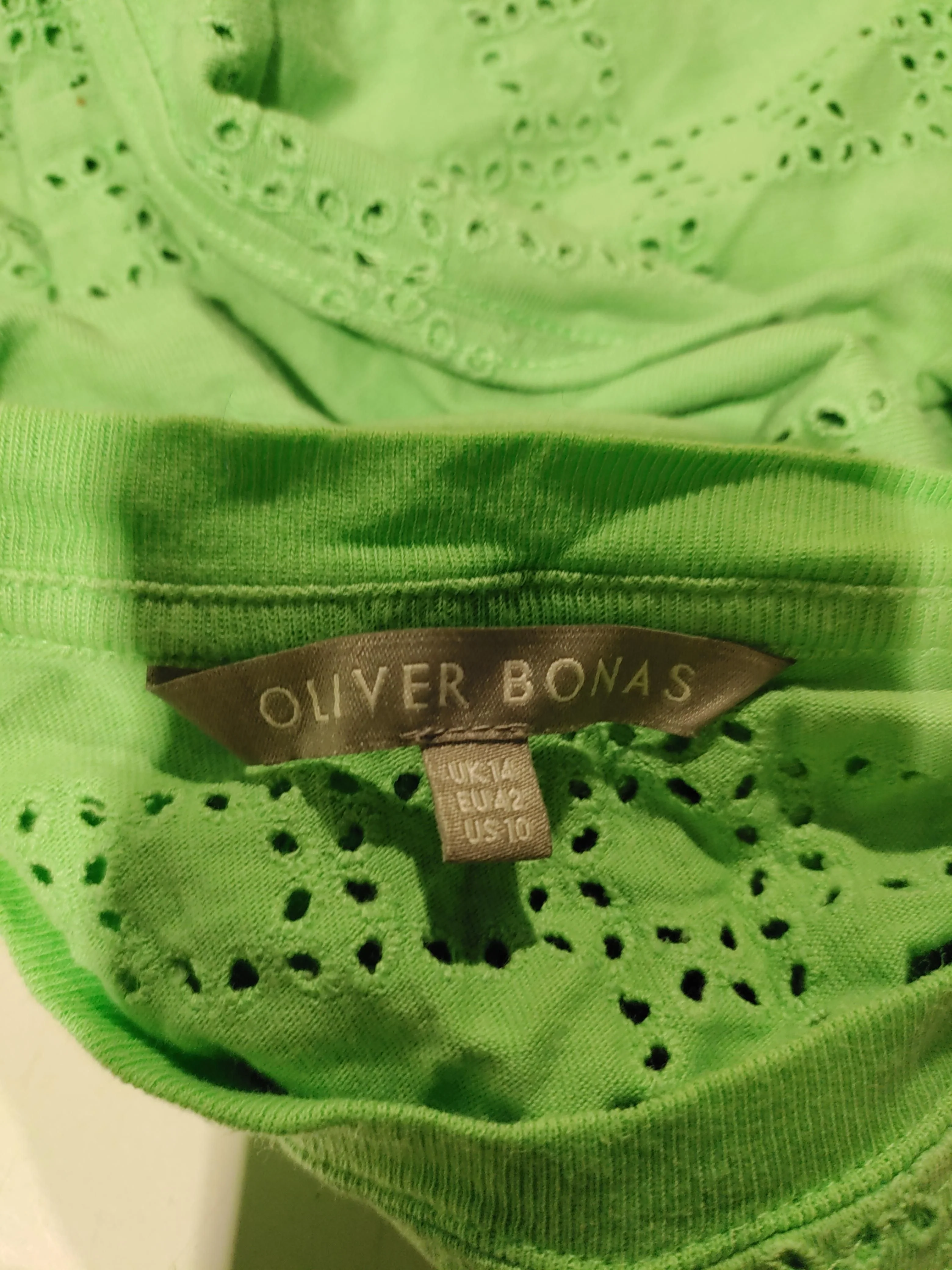Oliver Bonas Women's T-Shirt UK 14 Green Cotton with Elastane Basic - Image 5