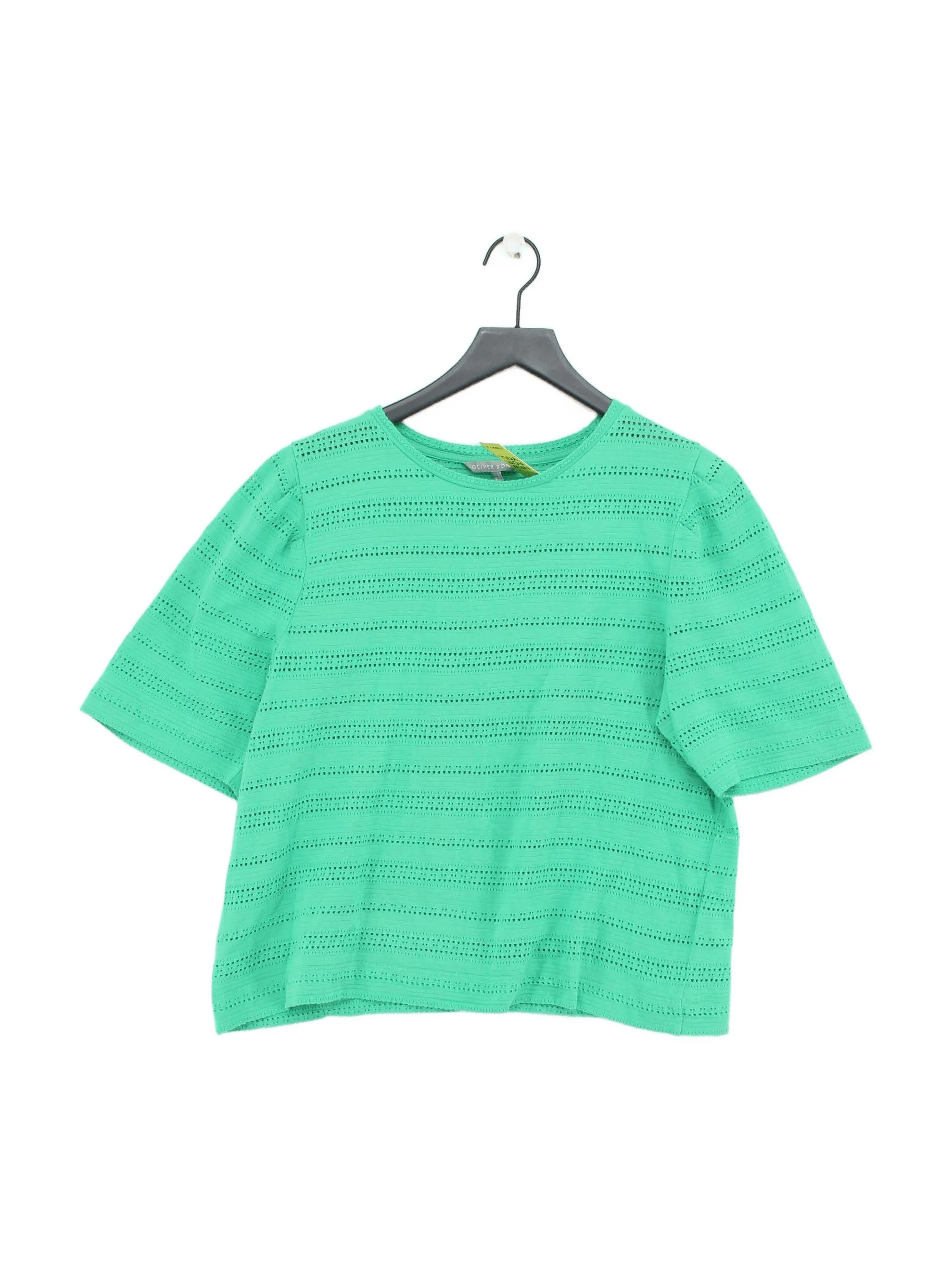 Oliver Bonas Women's T-Shirt UK 14 Green Cotton with Elastane Basic