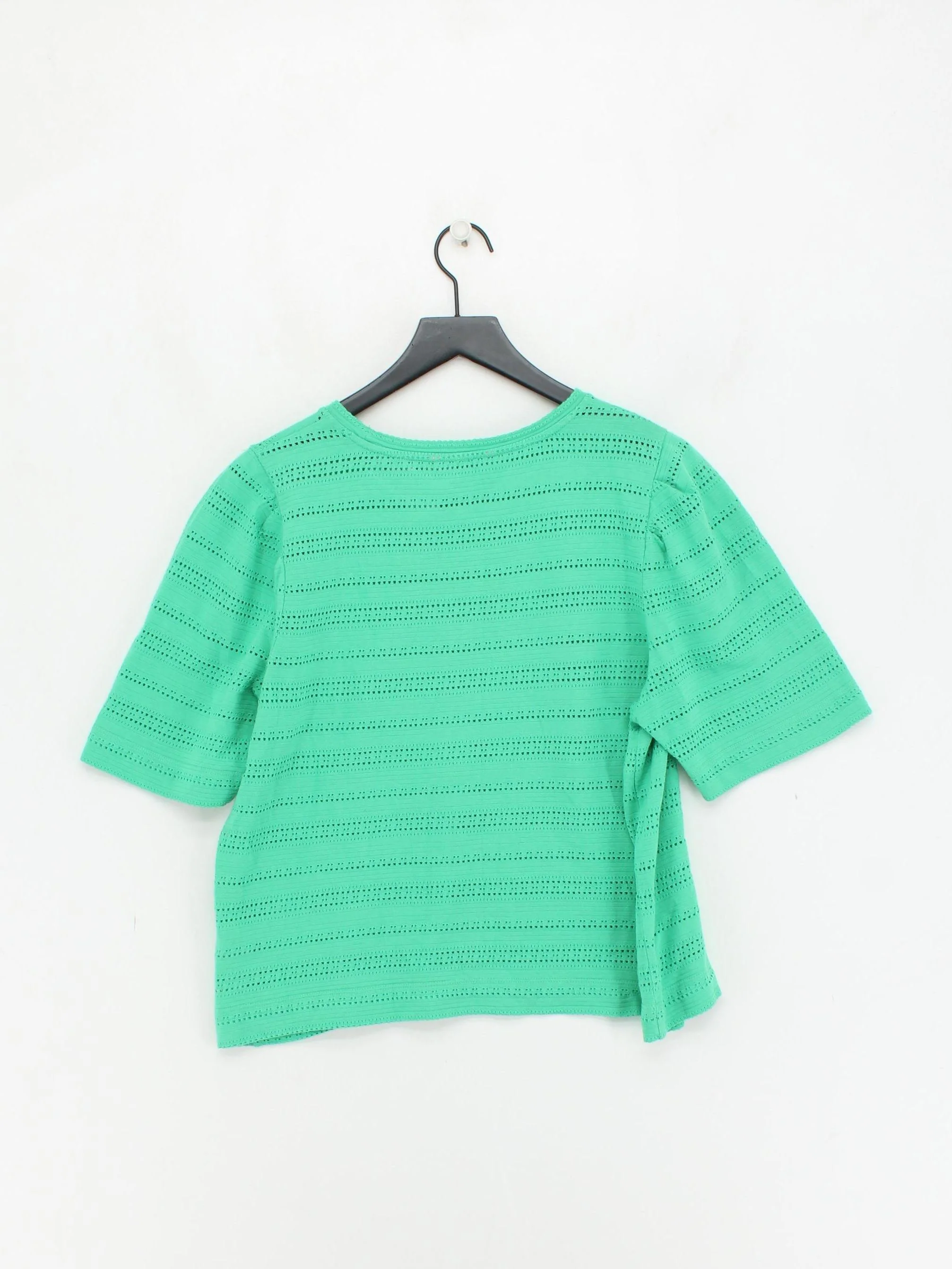 Oliver Bonas Women's T-Shirt UK 14 Green Cotton with Elastane Basic - Image 2