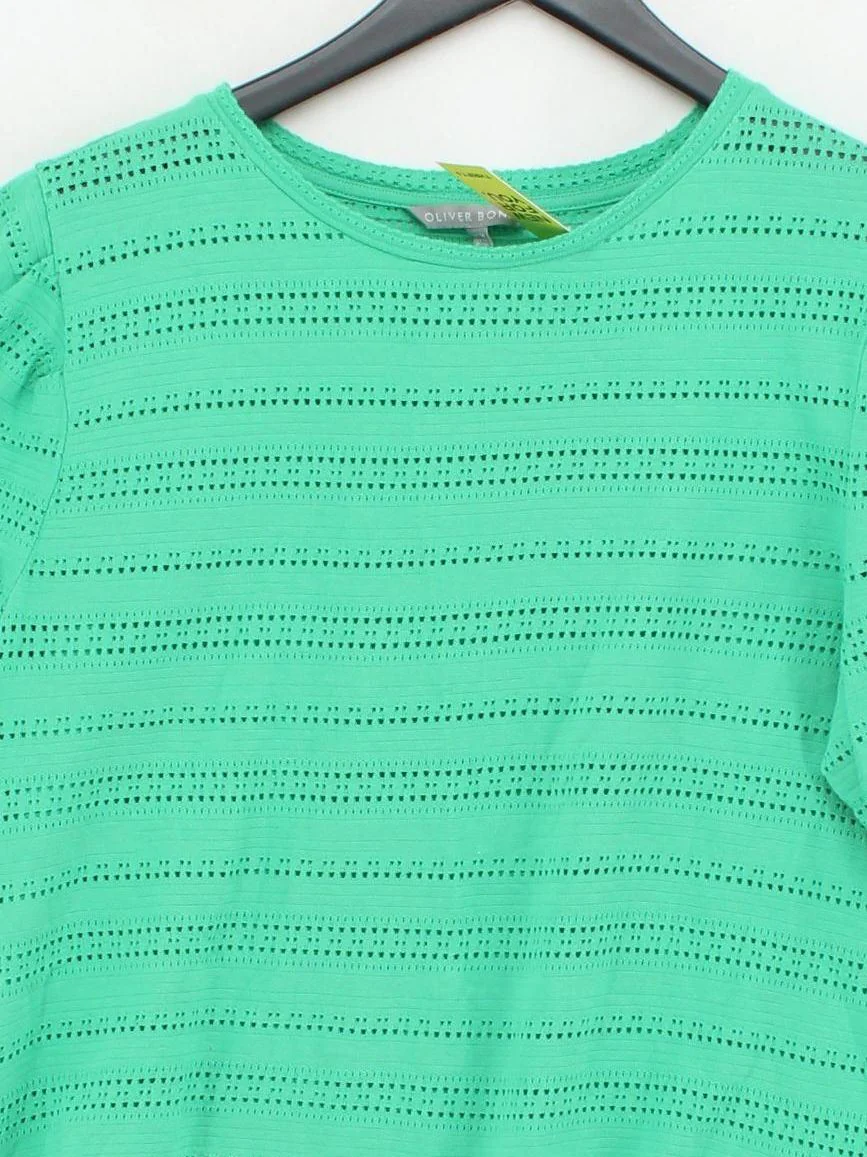 Oliver Bonas Women's T-Shirt UK 14 Green Cotton with Elastane Basic - Image 3