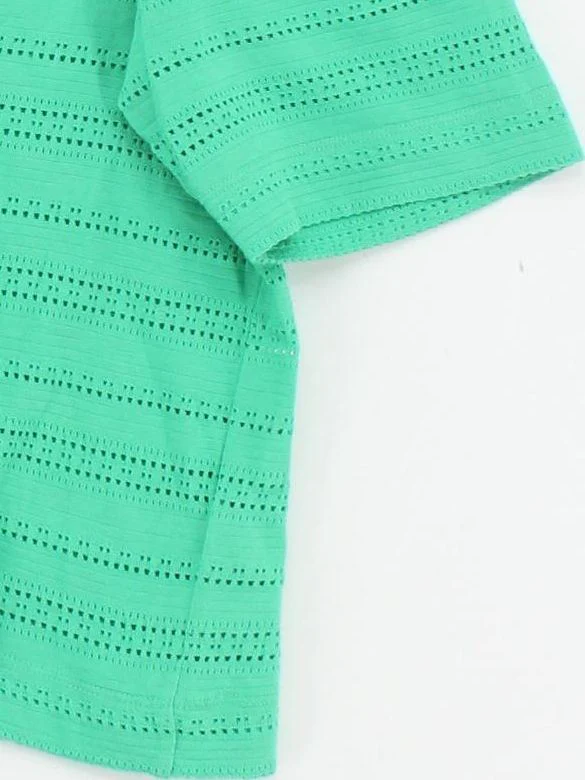 Oliver Bonas Women's T-Shirt UK 14 Green Cotton with Elastane Basic - Image 4