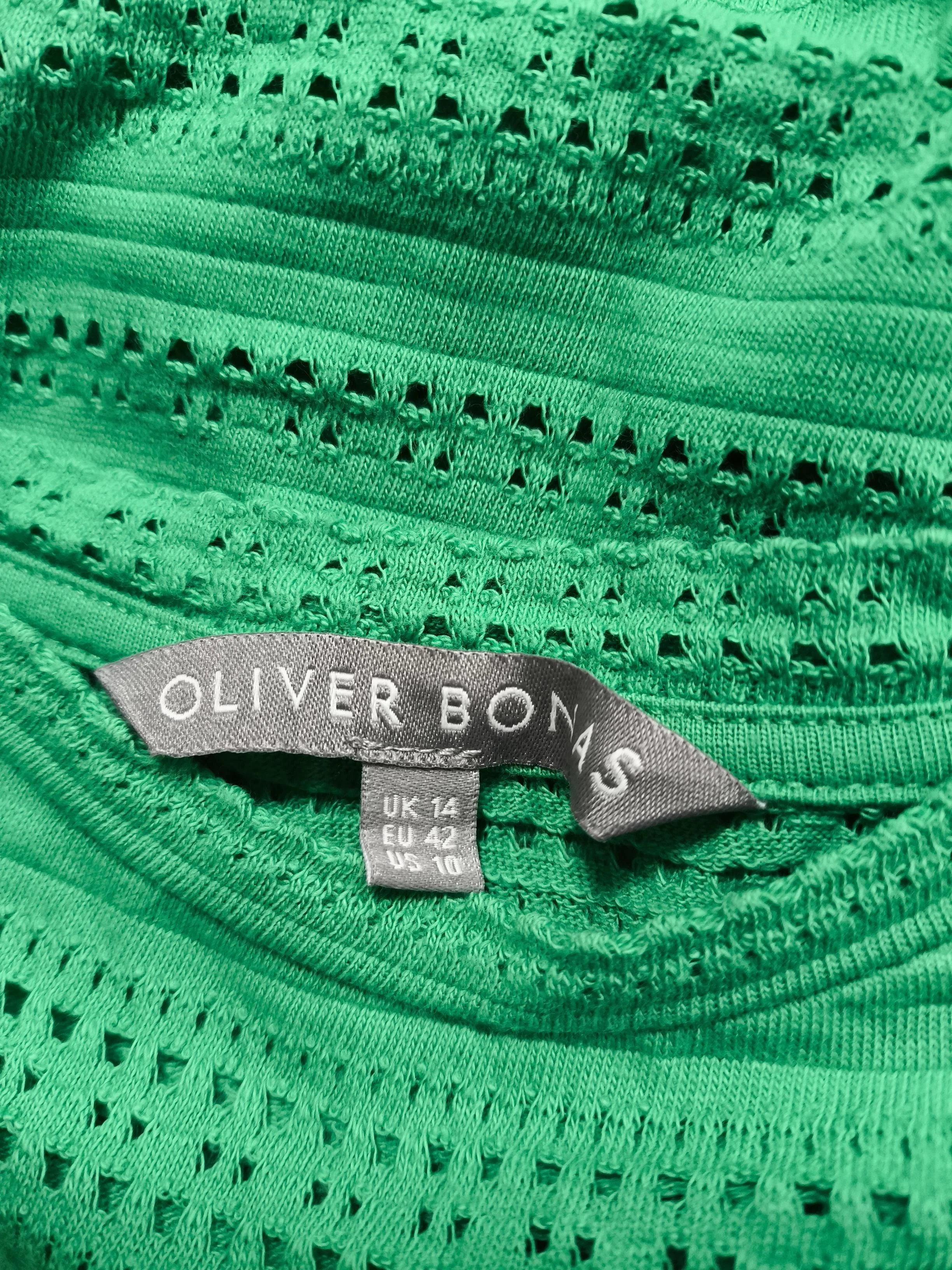 Oliver Bonas Women's T-Shirt UK 14 Green Cotton with Elastane Basic - Image 5