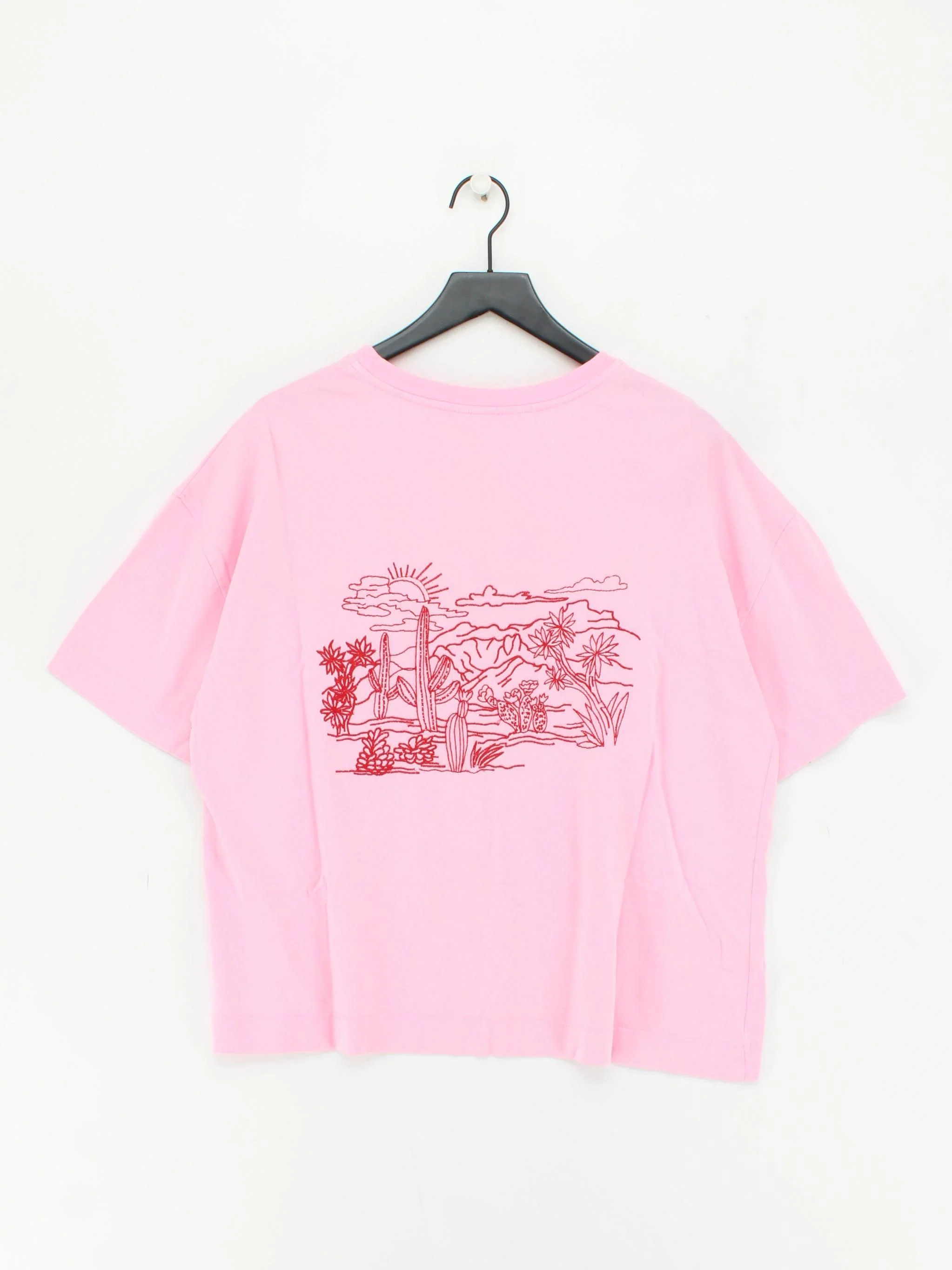 Oliver Bonas Women's T-Shirt UK 14 Pink Cotton with Elastane Basic - Image 2