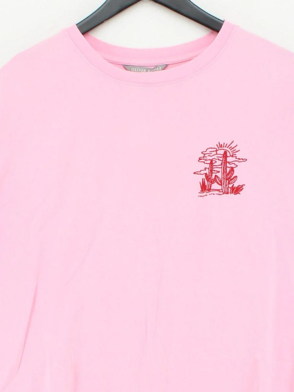 Oliver Bonas Women's T-Shirt UK 14 Pink Cotton with Elastane Basic - Image 3