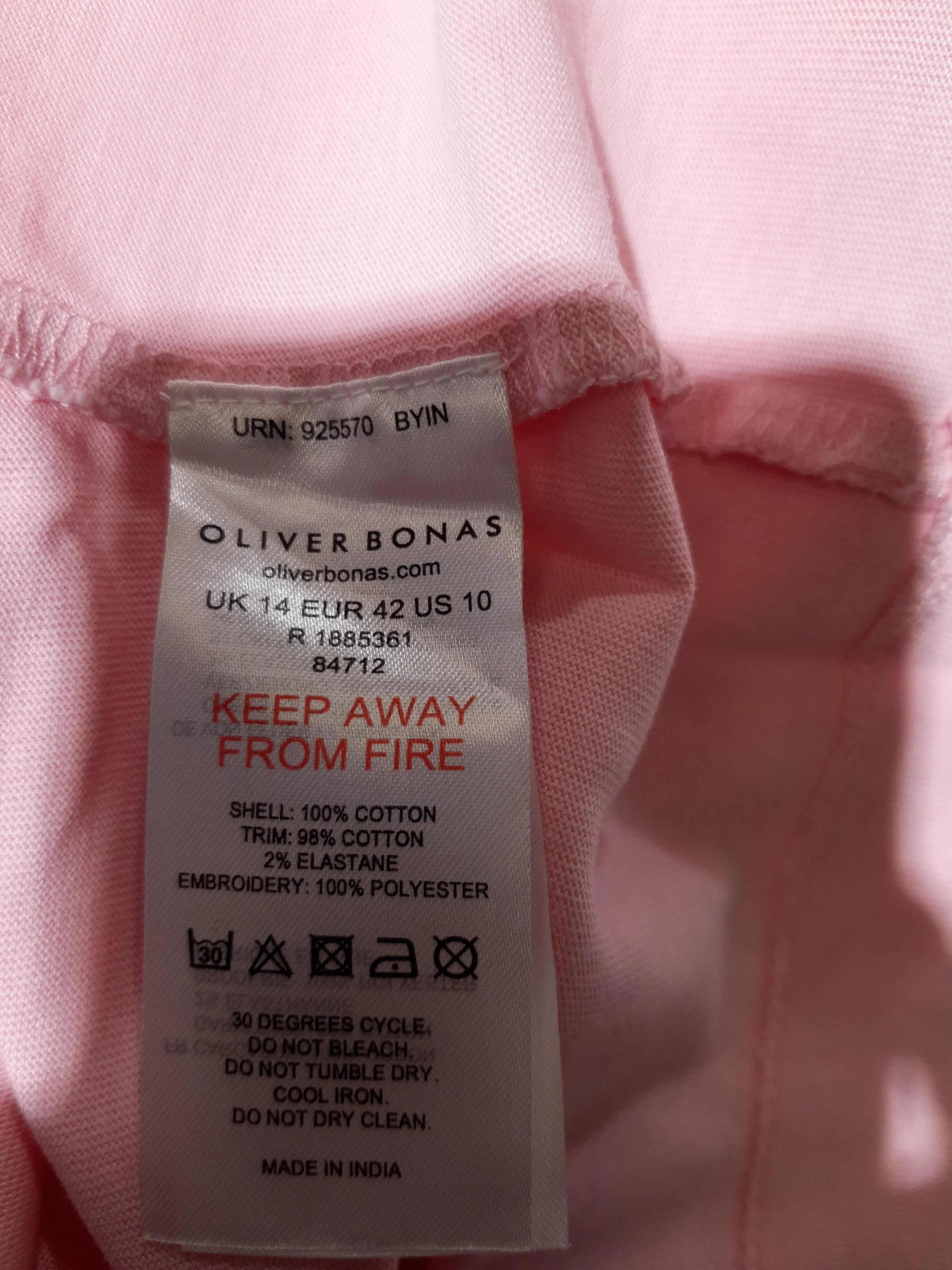 Oliver Bonas Women's T-Shirt UK 14 Pink Cotton with Elastane Basic - Image 6