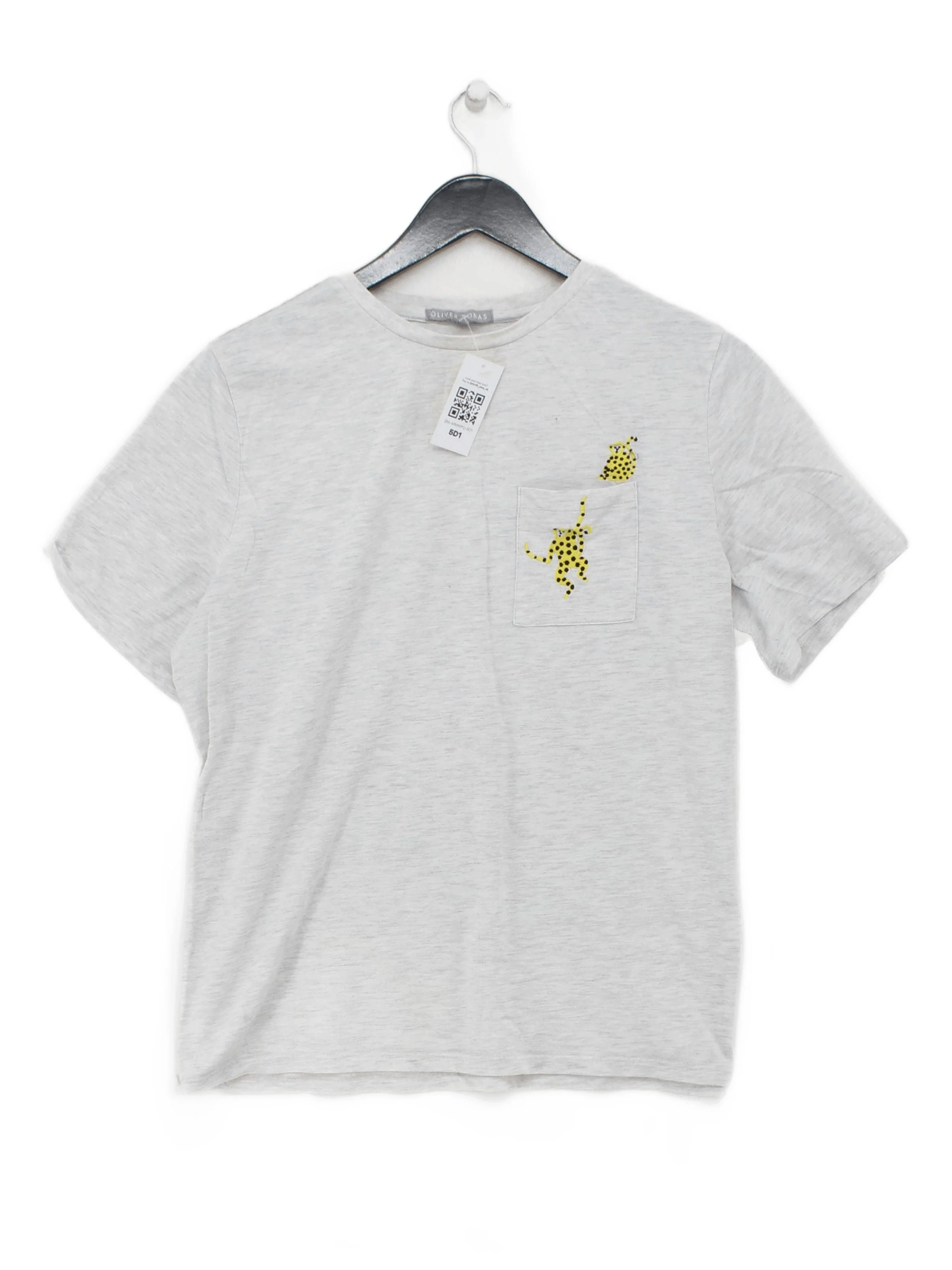 Oliver Bonas Women's T-Shirt UK 18 Grey Cotton with Polyester Basic