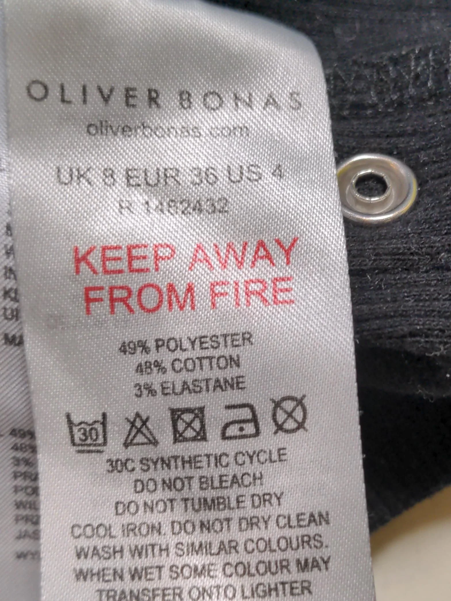 Oliver Bonas Women's T-Shirt UK 8 Black Polyester with Cotton, Elastane Basic - Image 7