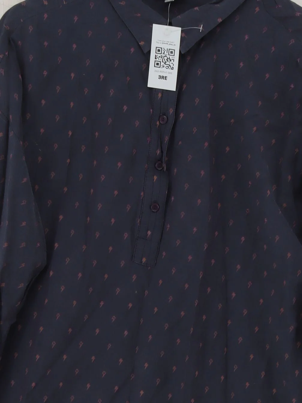 Oliver Bonas Women's Top L Blue 100% Other Long Sleeve Collared Basic - Image 3