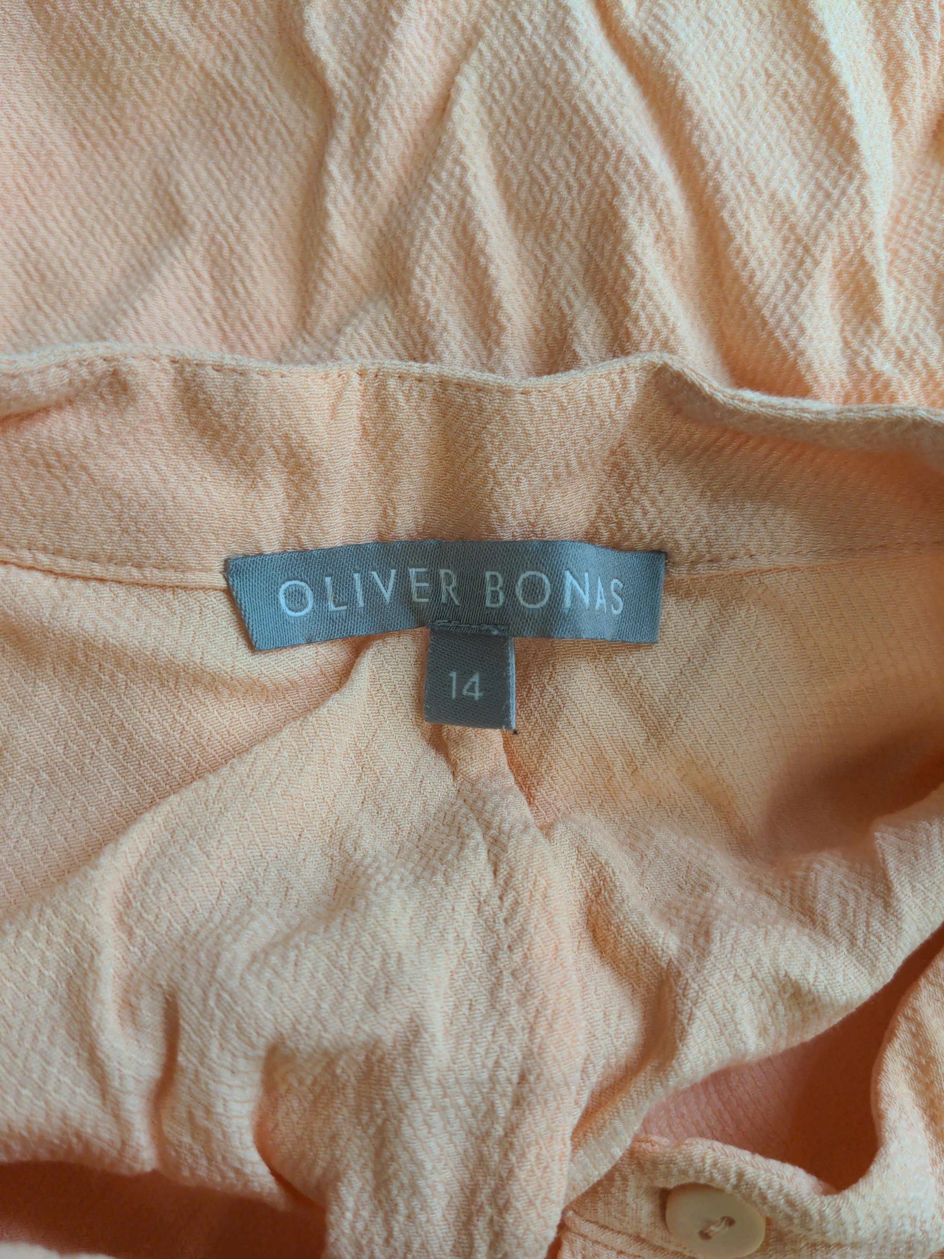 Oliver Bonas Women's Top L Orange 100% Viscose Short Sleeve Round Neck Basic - Image 5