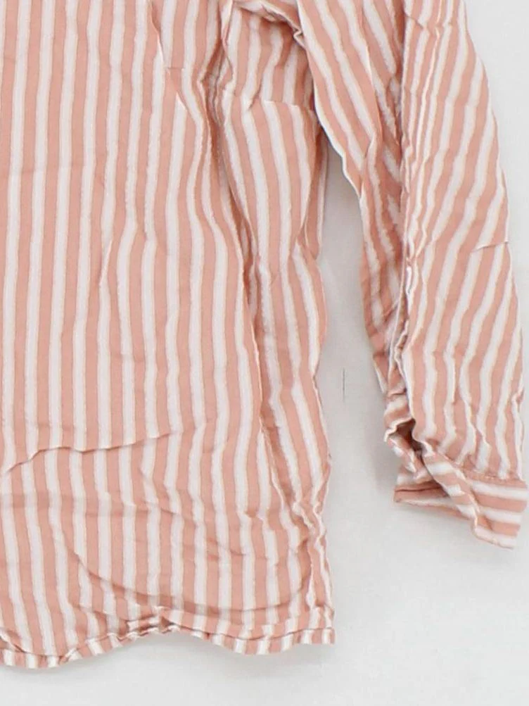 Oliver Bonas Women's Top S Pink Striped 100% Viscose 3/4 Sleeve High Neck Basic - Image 4