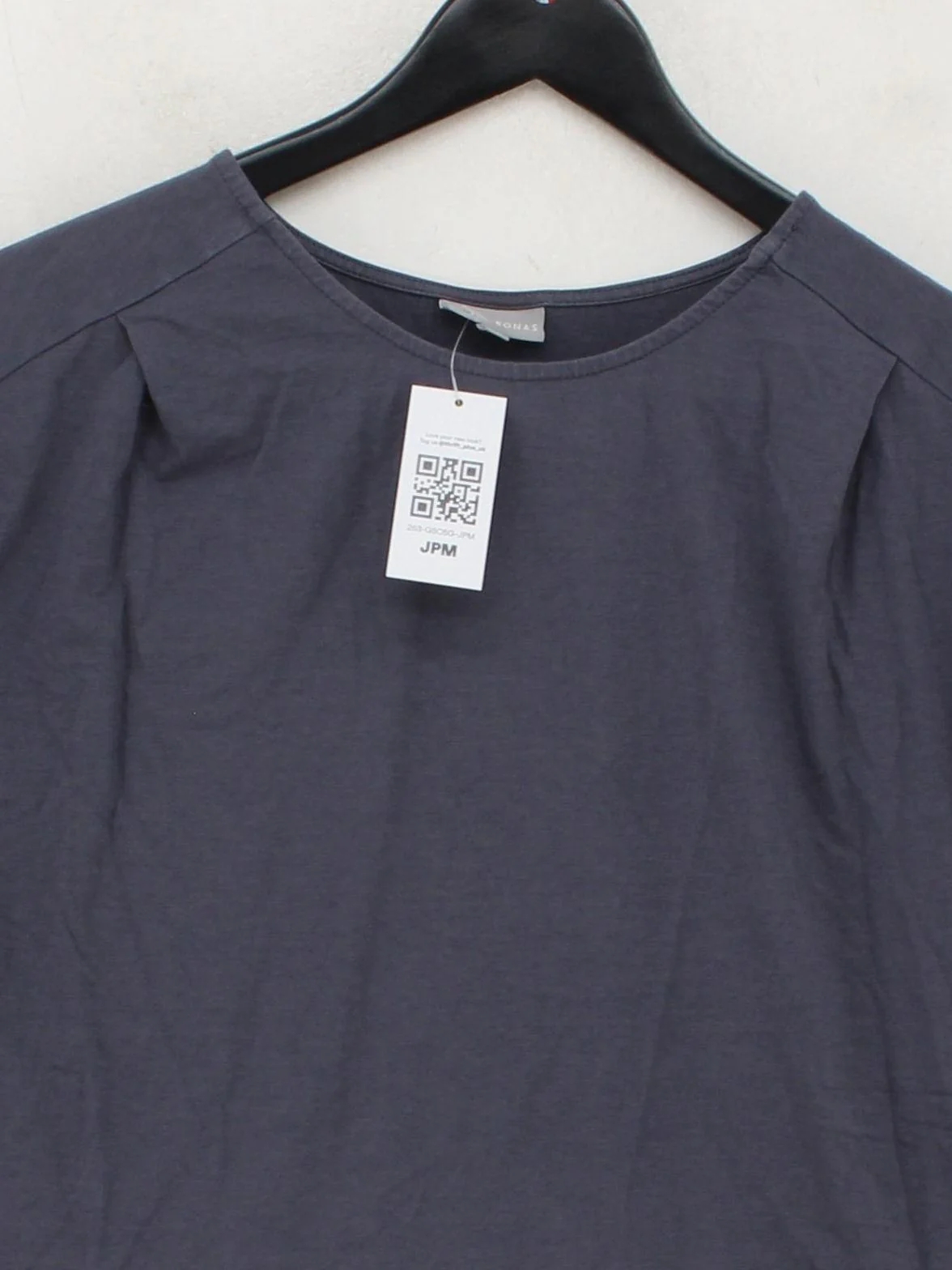 Oliver Bonas Women's Top UK 10 Grey Cotton with Viscose, Elastane Basic - Image 3