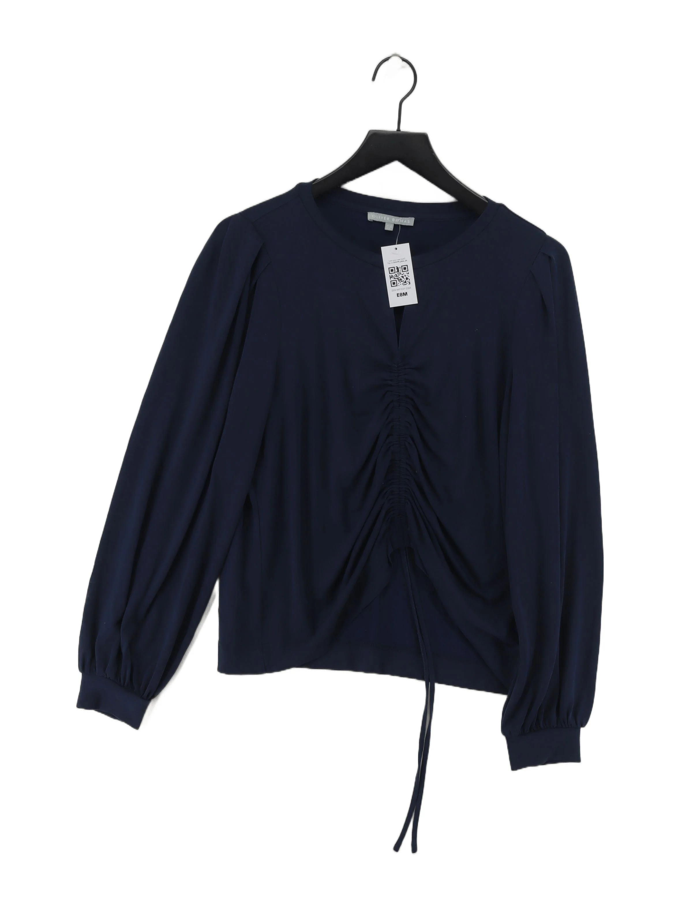 Oliver Bonas Women's Top UK 12 Blue Viscose with Polyester Basic