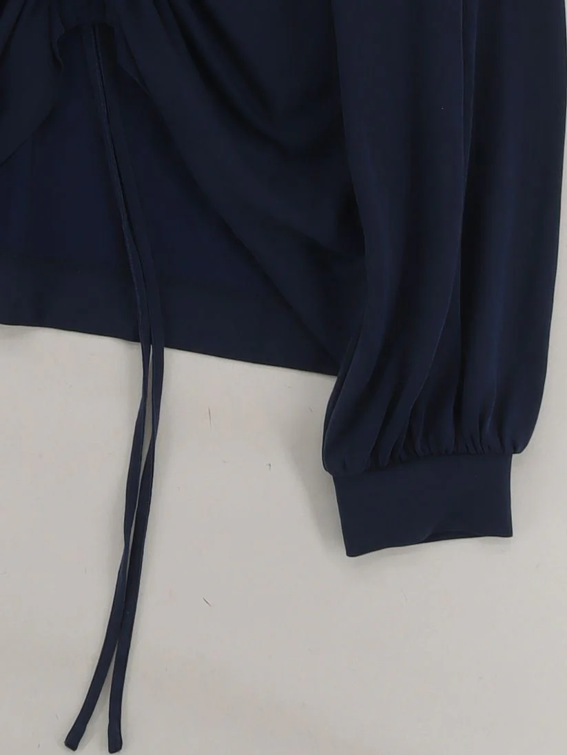 Oliver Bonas Women's Top UK 12 Blue Viscose with Polyester Basic - Image 4