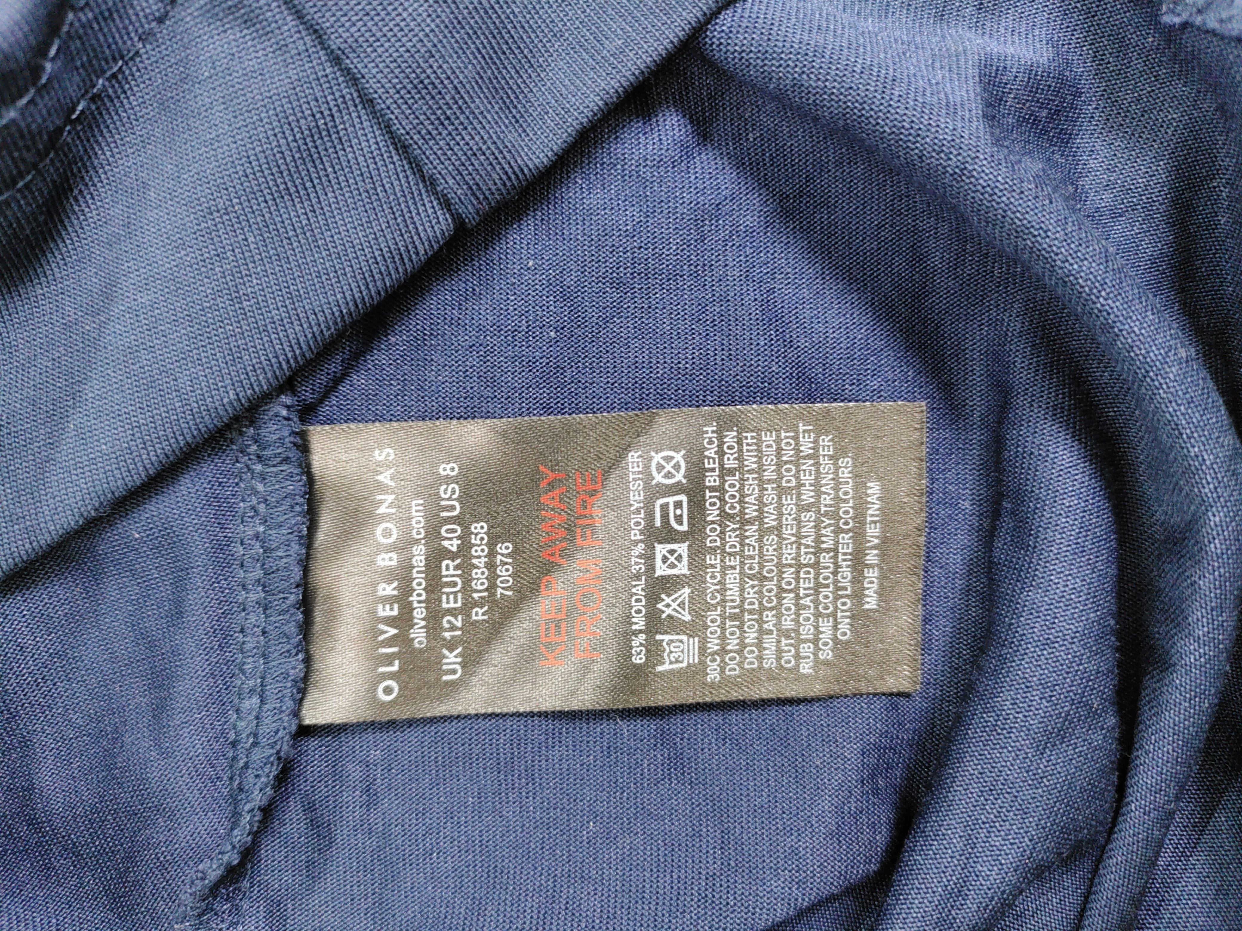 Oliver Bonas Women's Top UK 12 Blue Viscose with Polyester Basic - Image 6