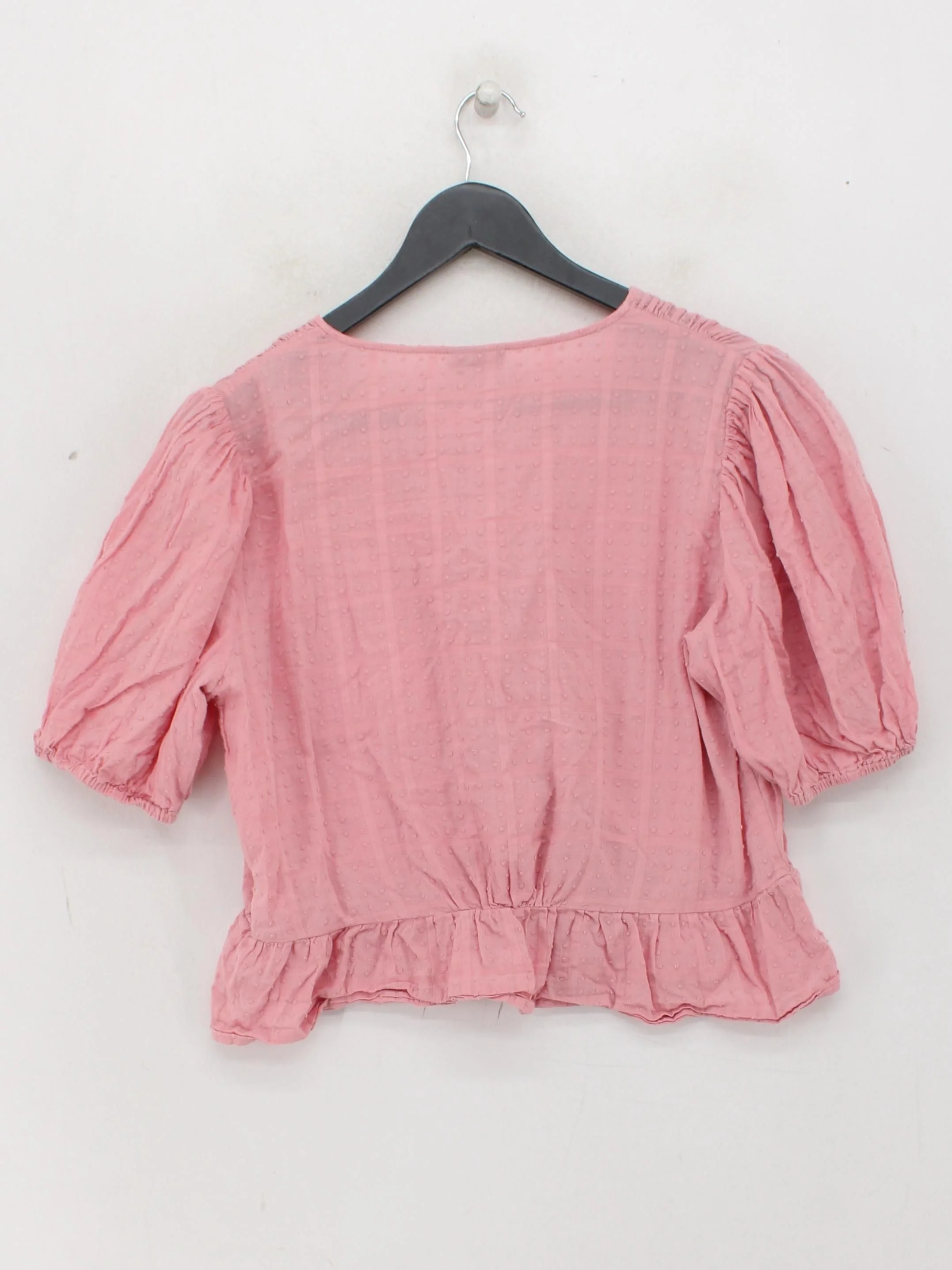 Oliver Bonas Women's Top UK 12 Pink 100% Cotton Short Sleeve V-Neck Basic - Image 2