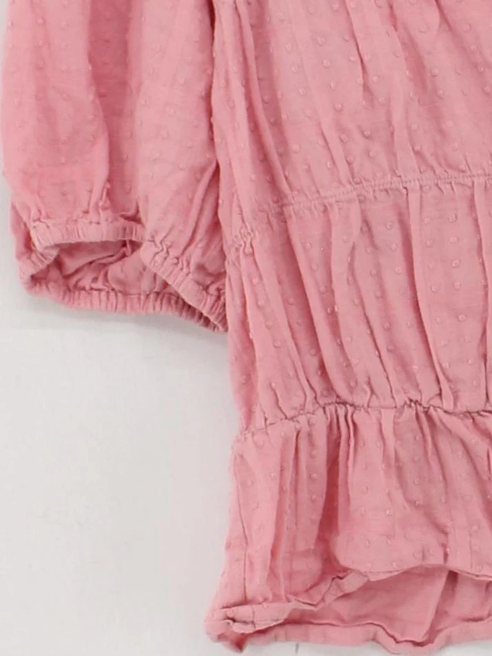 Oliver Bonas Women's Top UK 12 Pink 100% Cotton Short Sleeve V-Neck Basic - Image 4