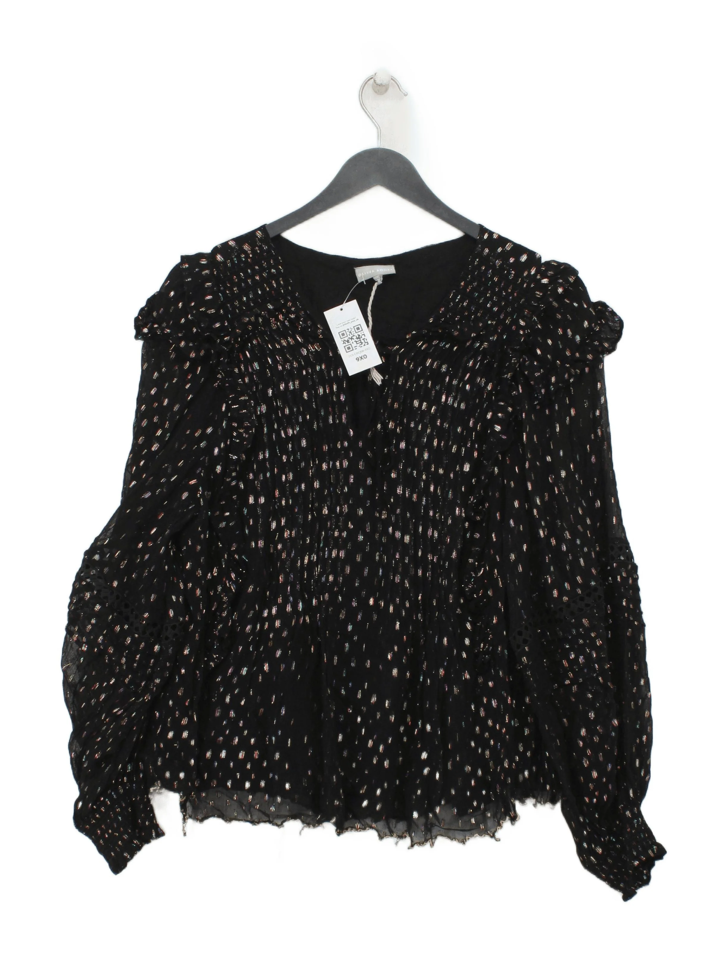 Oliver Bonas Women's Top UK 14 Black Viscose with Other, Lyocell Modal Basic