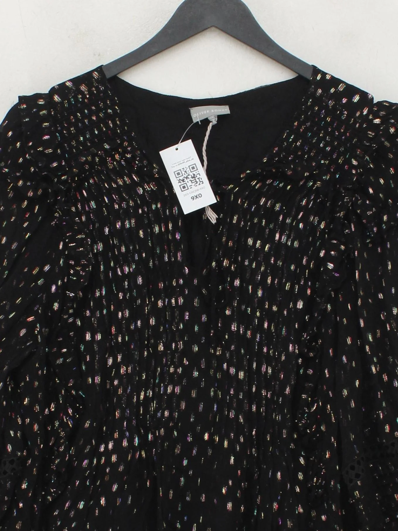 Oliver Bonas Women's Top UK 14 Black Viscose with Other, Lyocell Modal Basic - Image 3