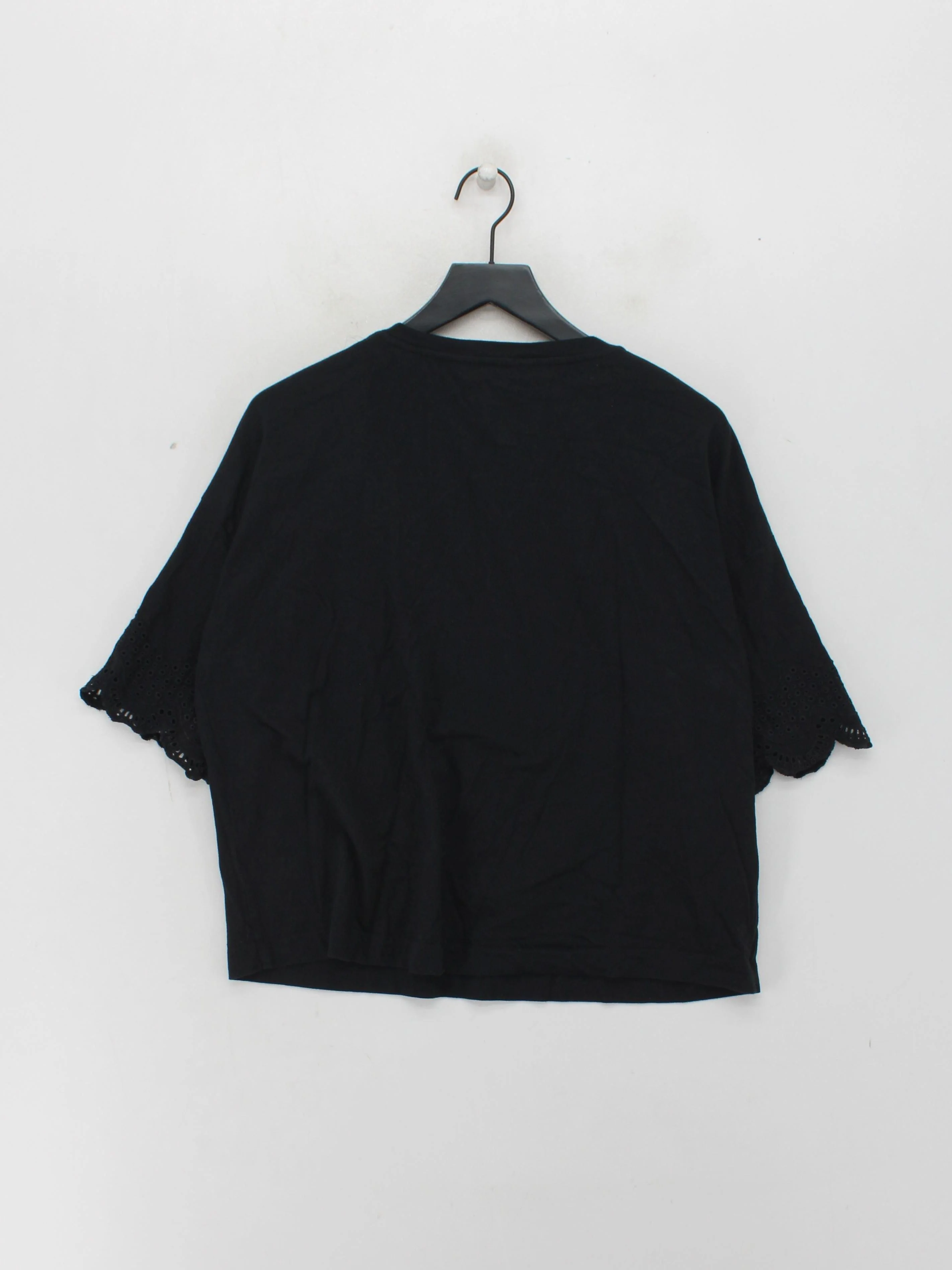 Oliver Bonas Women's Top UK 16 Black 100% Cotton 3/4 Sleeve Round Neck Basic - Image 2