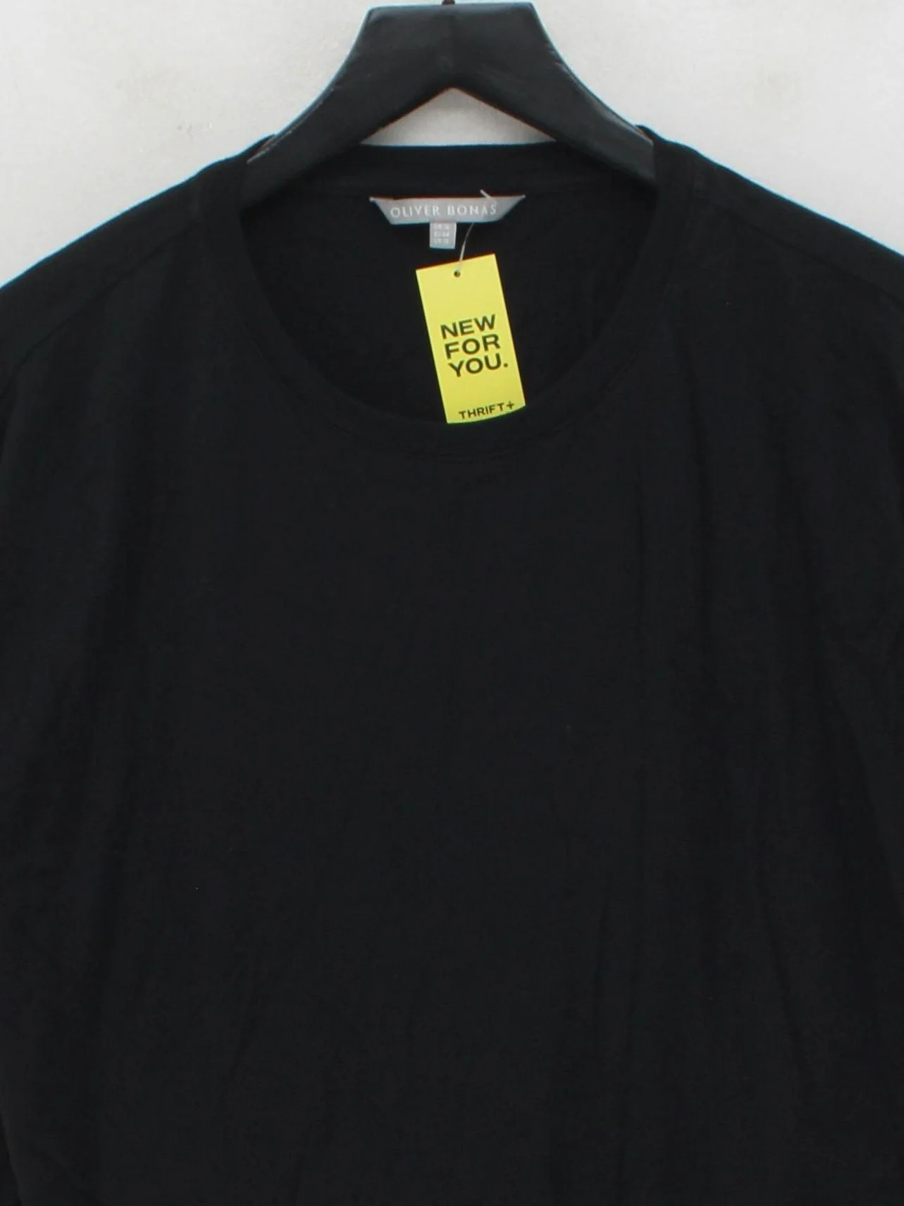 Oliver Bonas Women's Top UK 16 Black 100% Cotton 3/4 Sleeve Round Neck Basic - Image 3