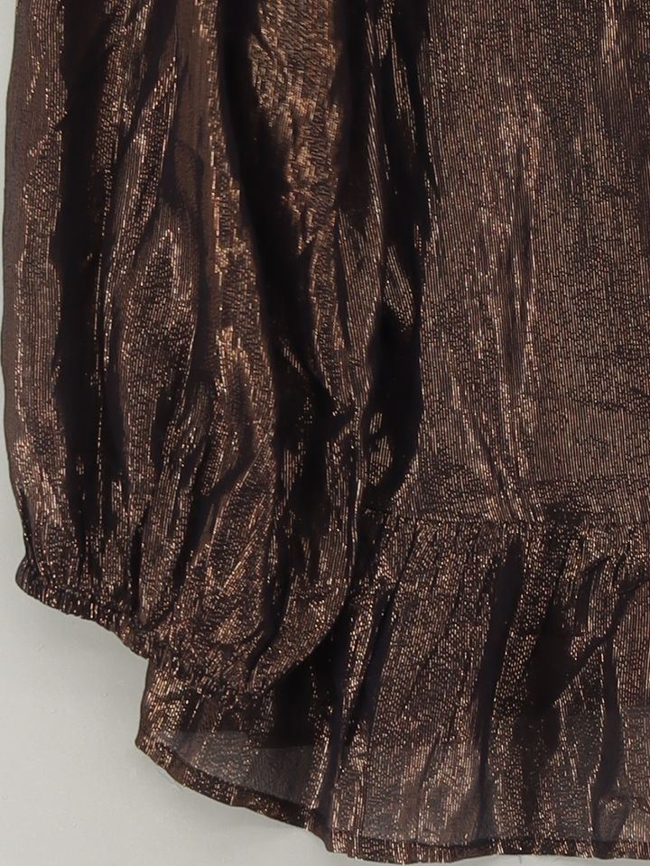 Oliver Bonas Women's Top UK 6 Brown 100% Other 3/4 Sleeve Round Neck Basic - Image 4