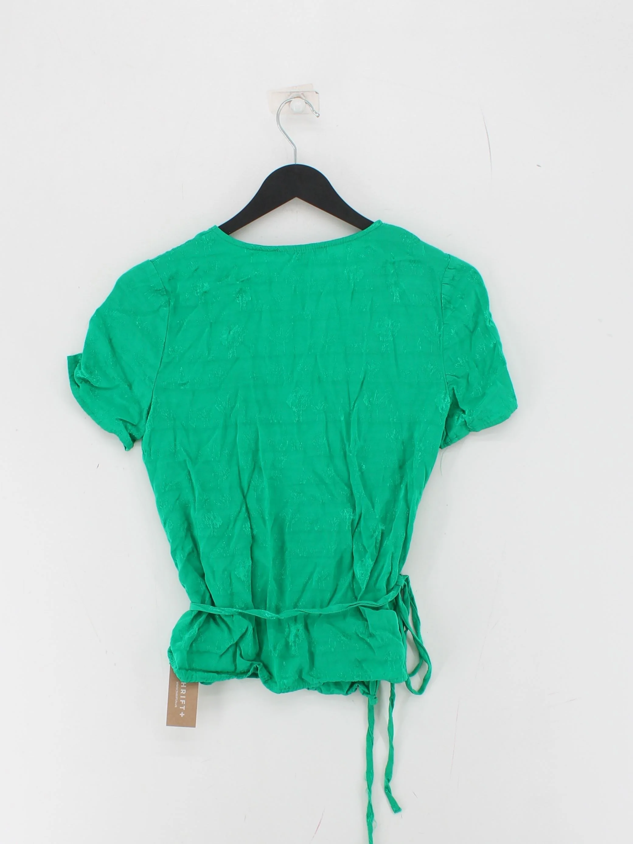 Oliver Bonas Women's Top UK 6 Green 100% Viscose Short Sleeve V-Neck Basic - Image 2