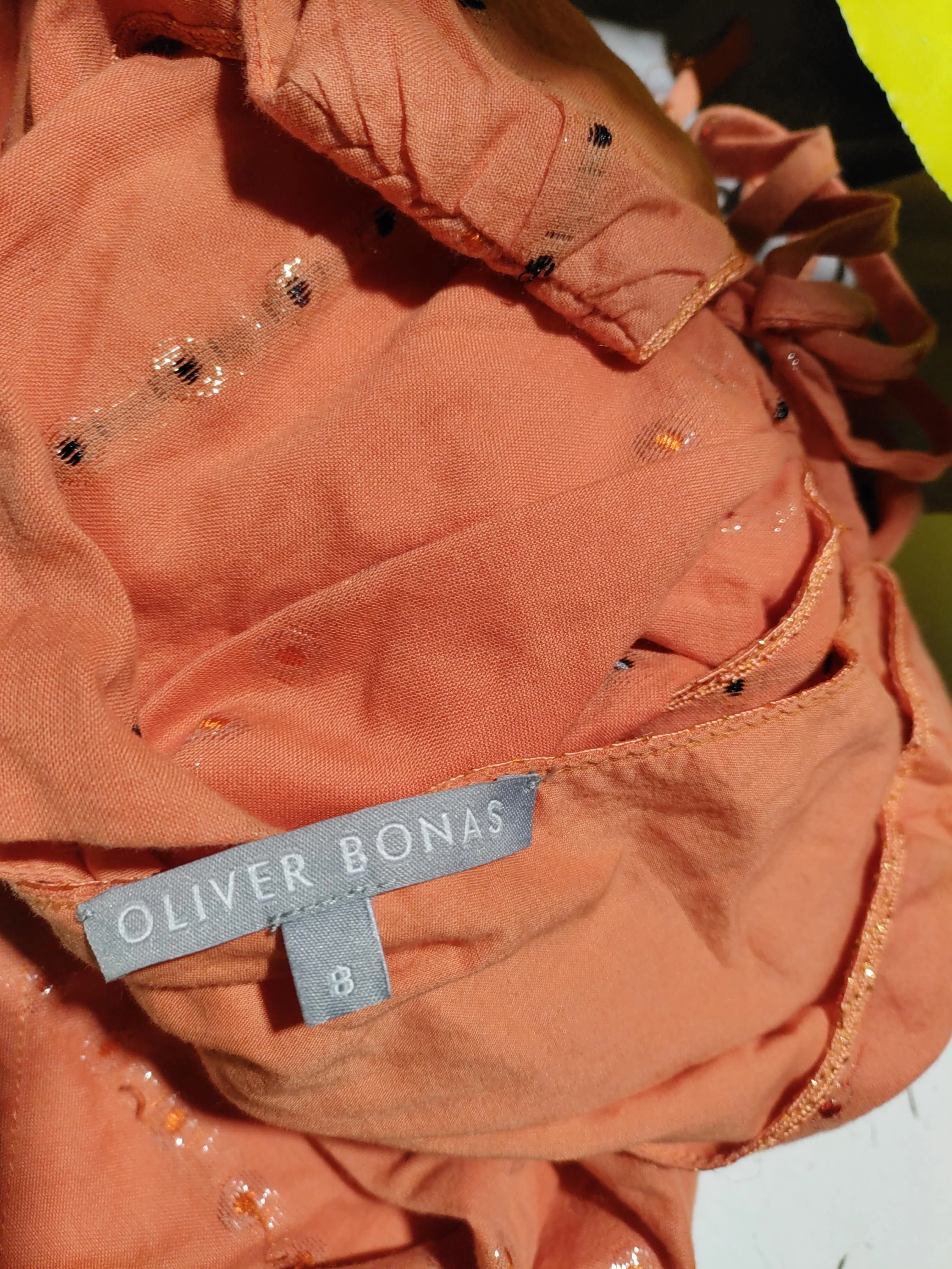 Oliver Bonas Women's Top UK 8 Orange Cotton with Polyester Basic - Image 5