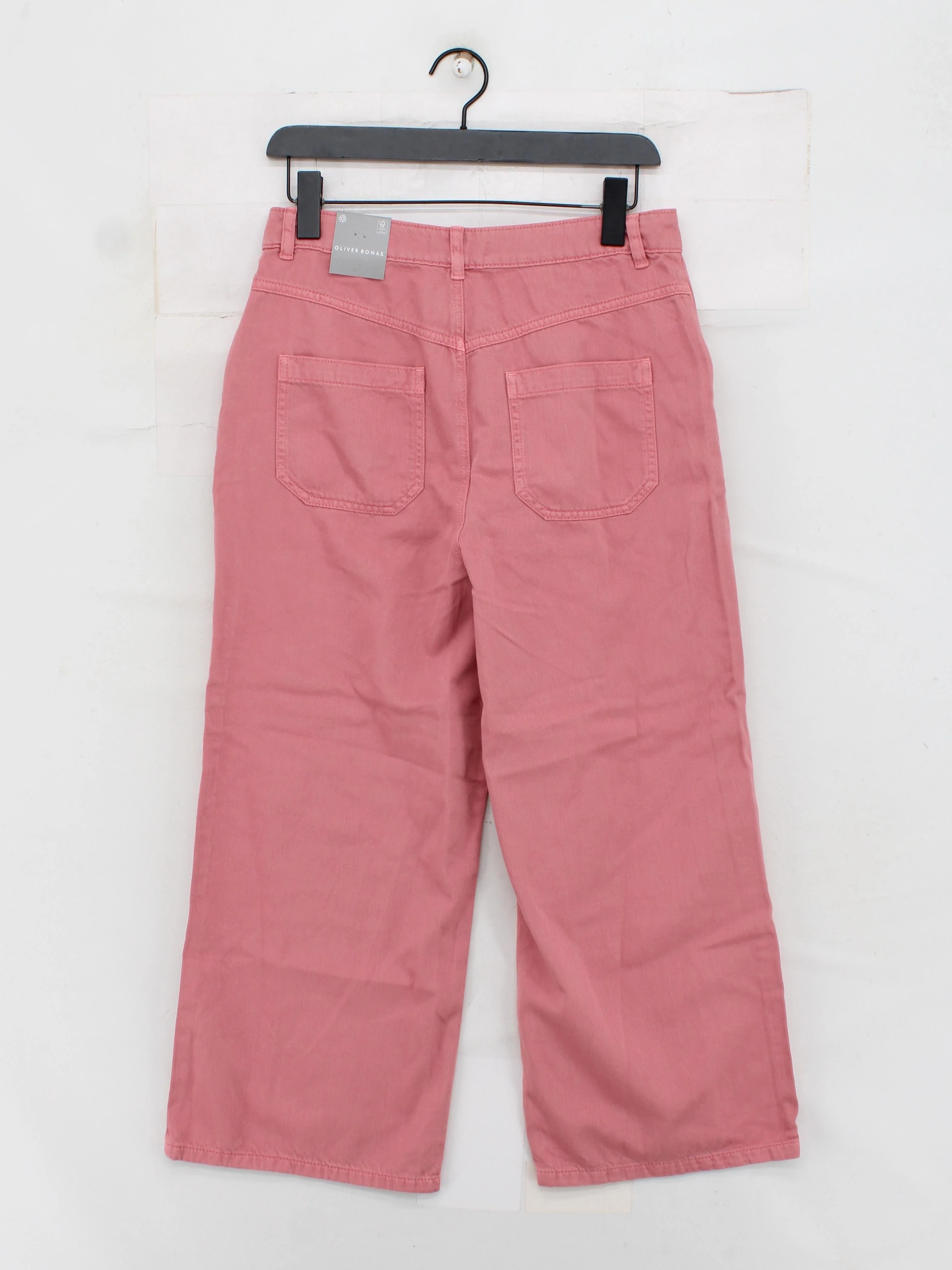 Oliver Bonas Women's Trousers UK 10 Pink 100% Cotton Capri New with tags - Image 2