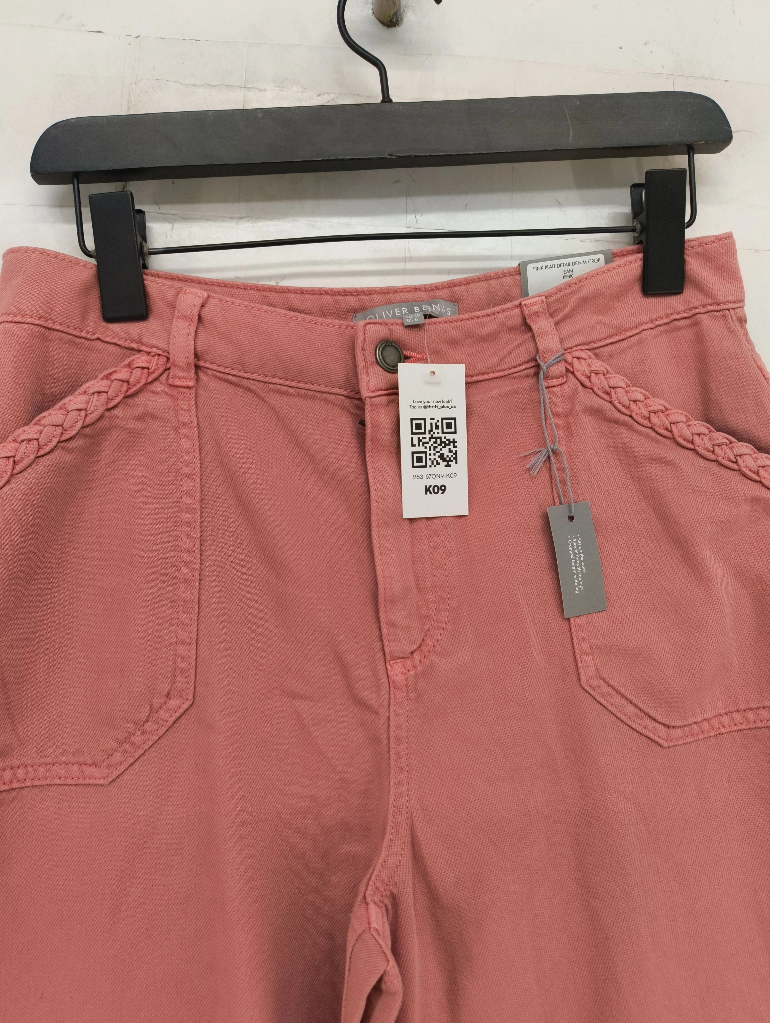 Oliver Bonas Women's Trousers UK 10 Pink 100% Cotton Capri New with tags - Image 3