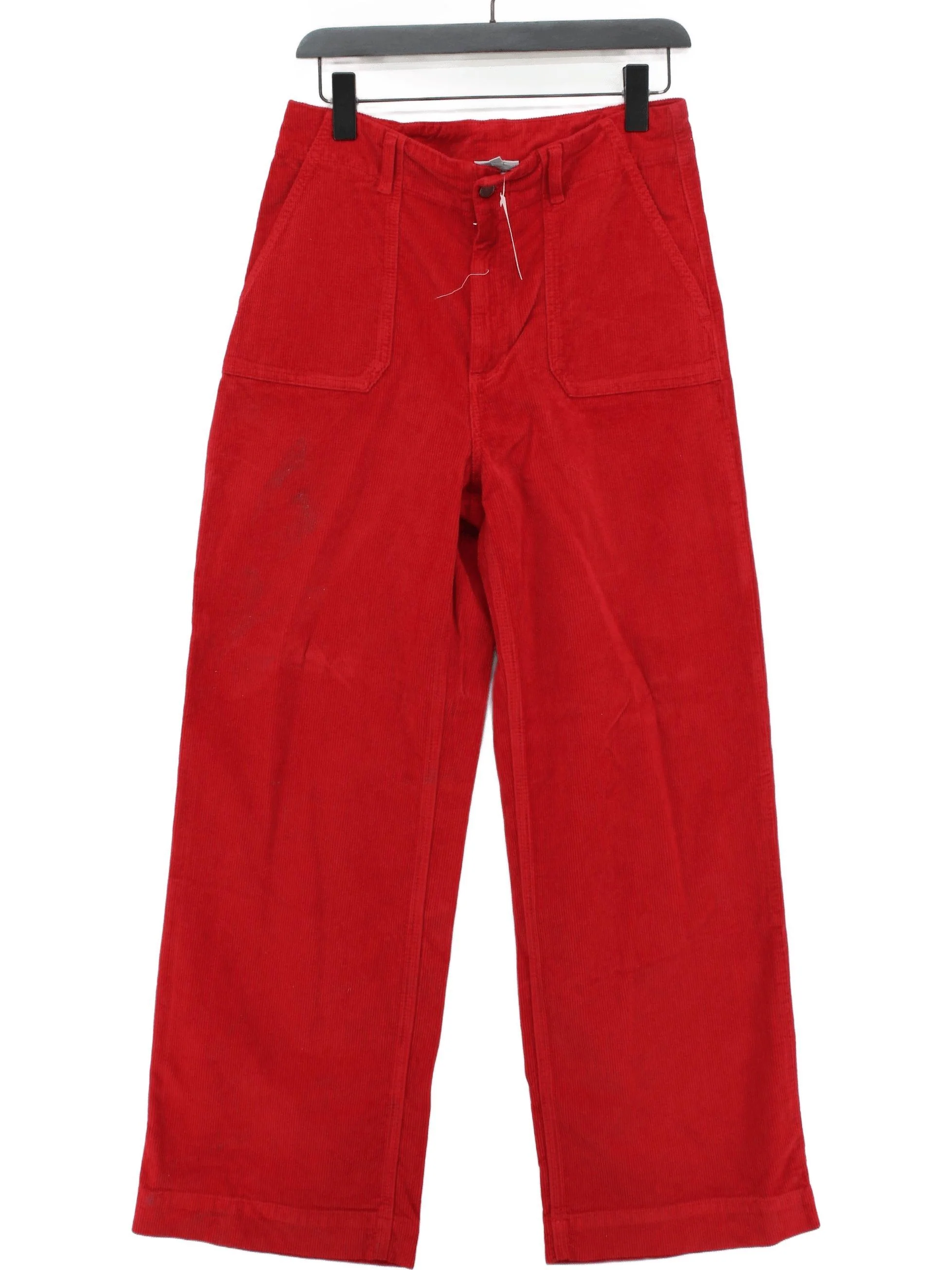 Oliver Bonas Women's Trousers UK 10 Red Cotton with Elastane Wide-Leg Sweatpants