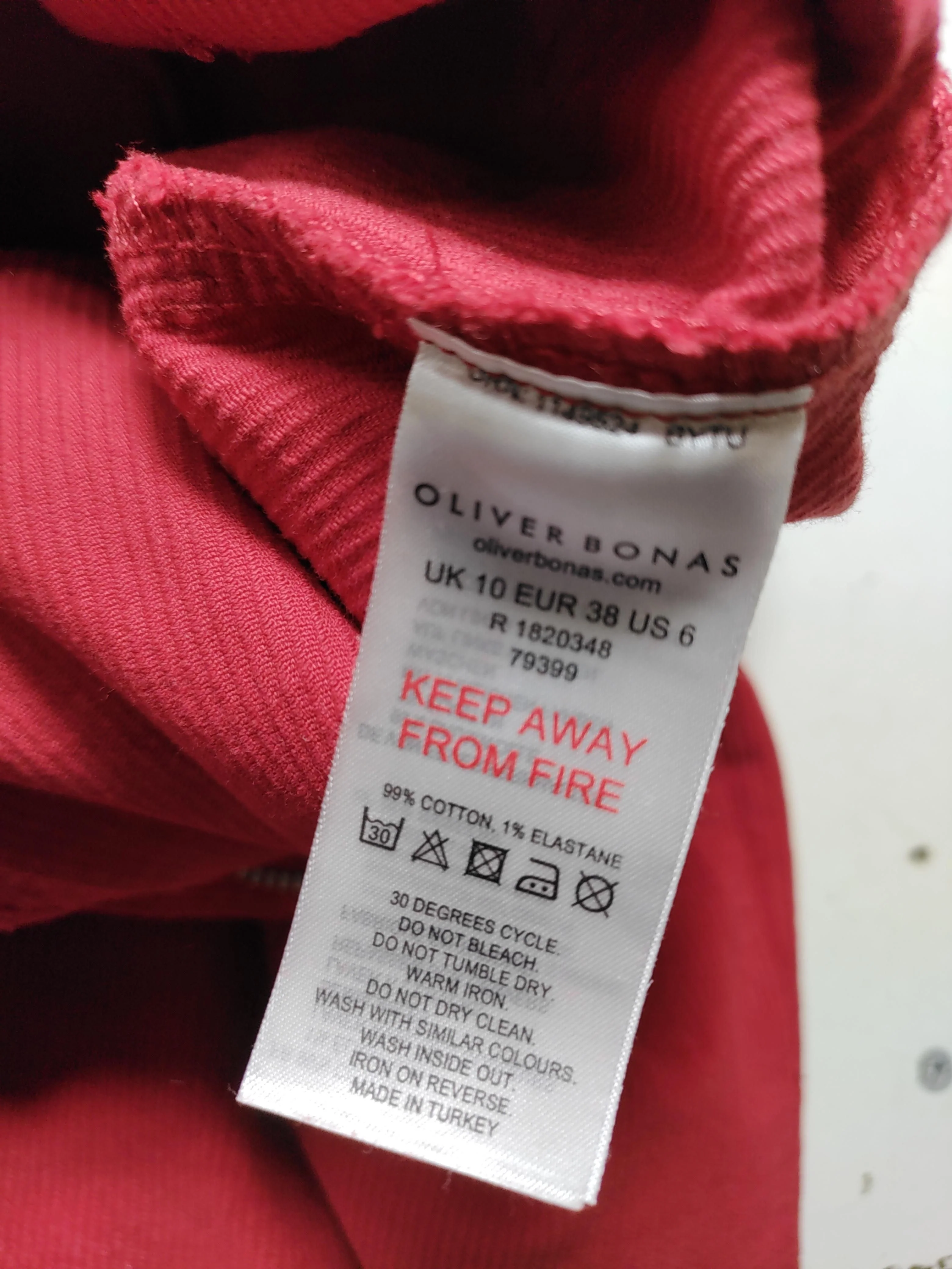 Oliver Bonas Women's Trousers UK 10 Red Cotton with Elastane Wide-Leg Sweatpants - Image 6