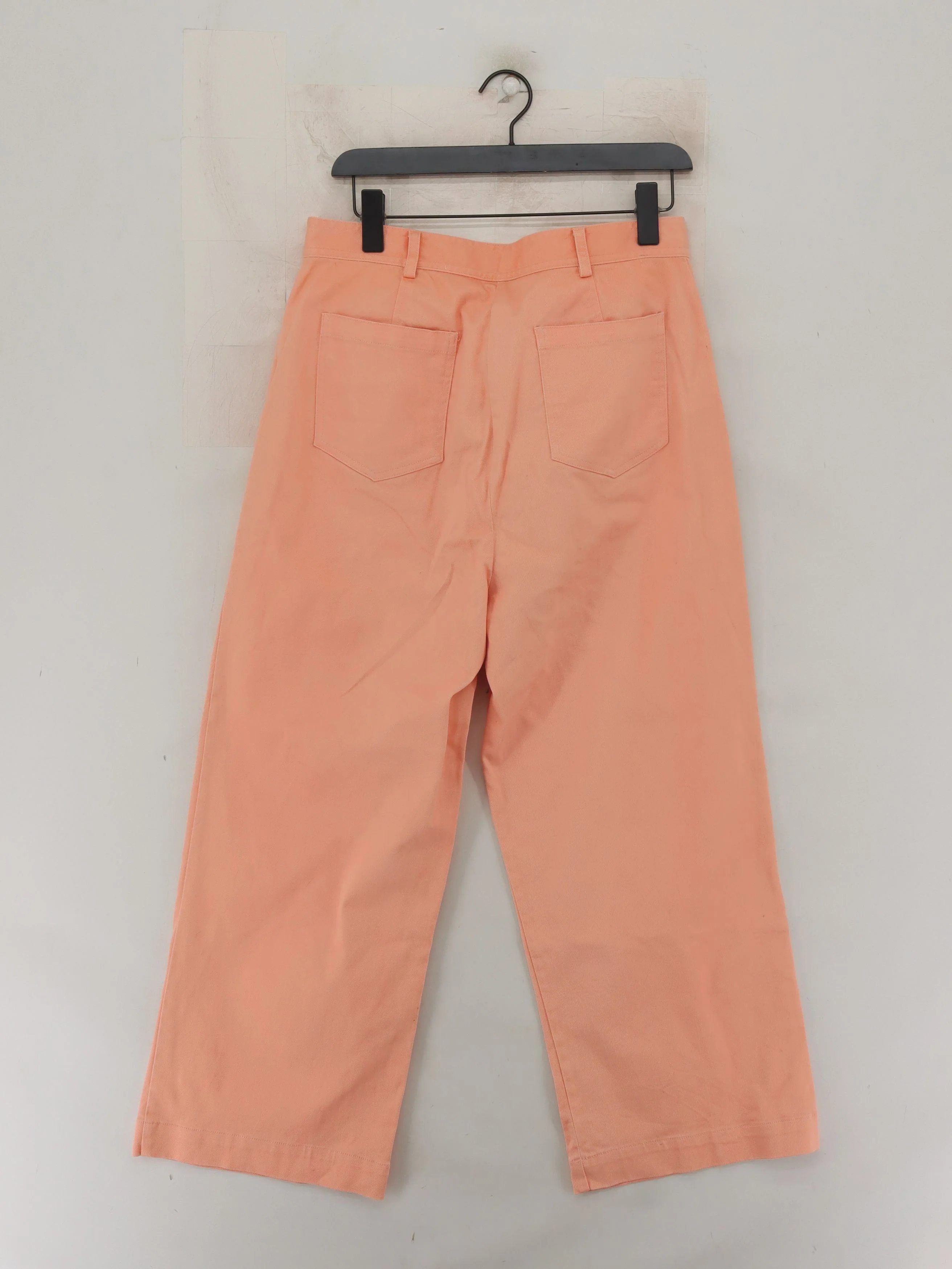 Oliver Bonas Women's Trousers UK 14 Pink Cotton with Elastane Wide-Leg Cropped - Image 2