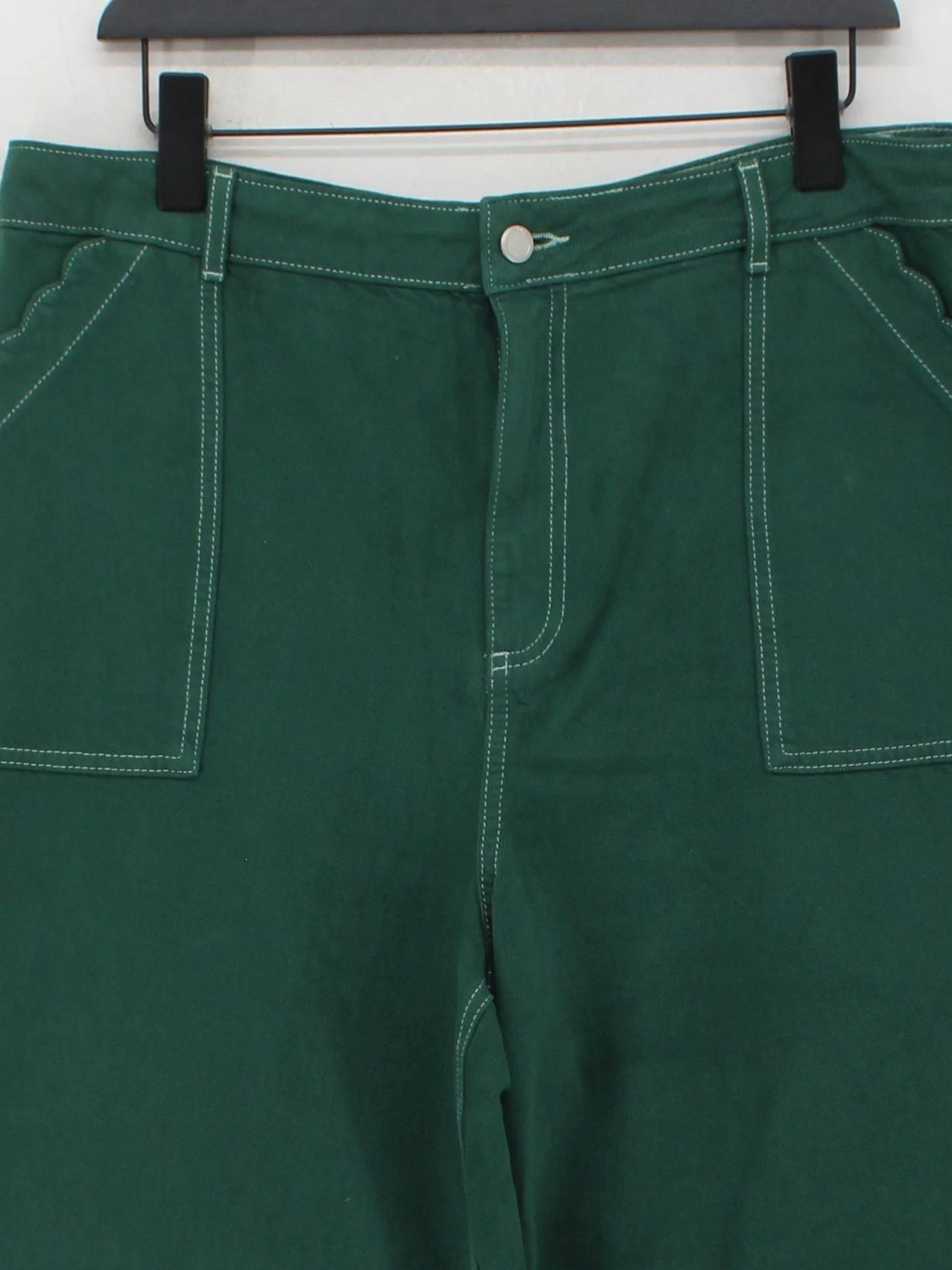 Oliver Bonas Women's Trousers UK 16 Green Cotton with Lyocell Modal Capri - Image 3