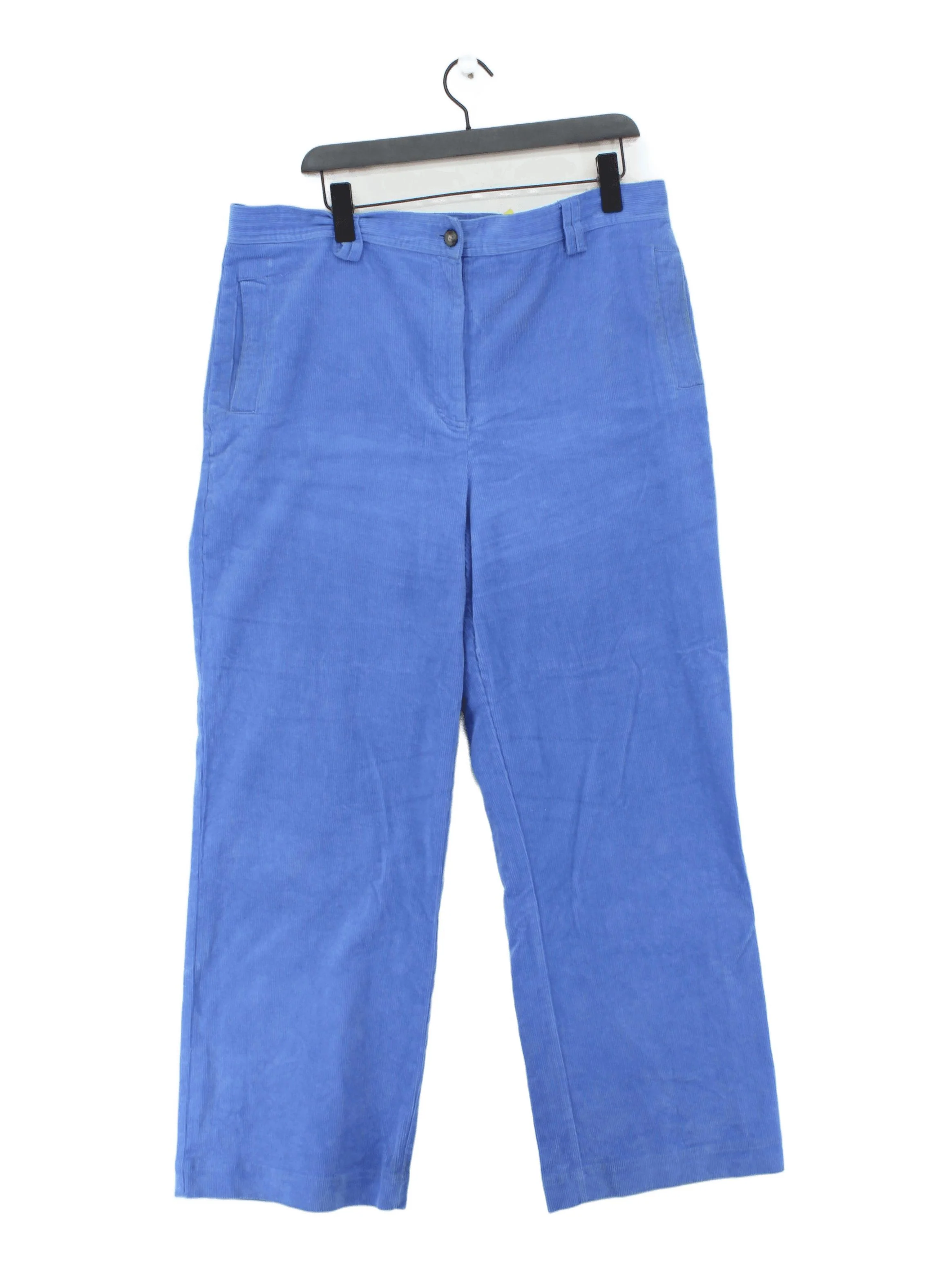 Oliver Bonas Women's Trousers UK 18 Blue Cotton with Elastane Wide-Leg Chino