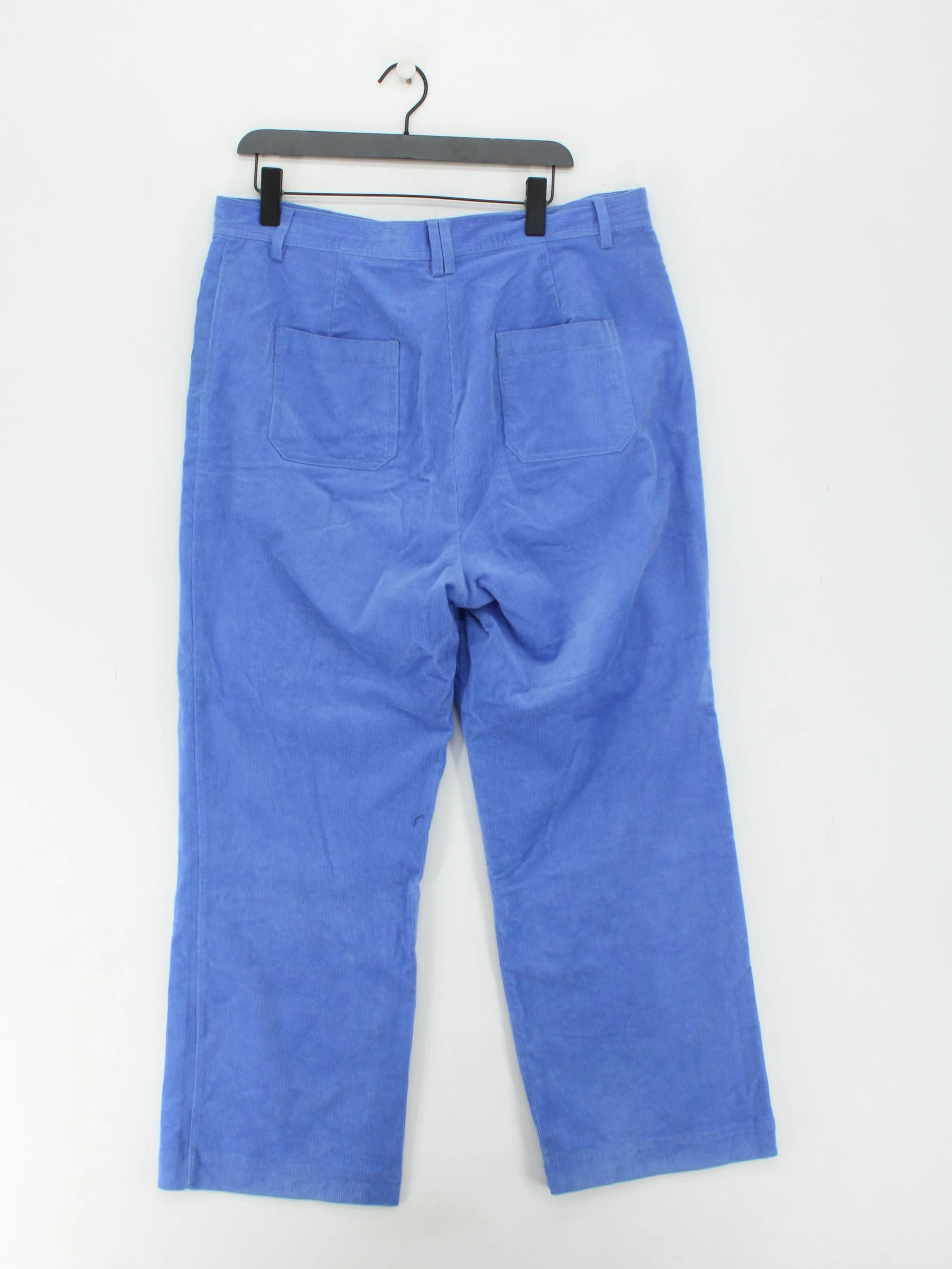 Oliver Bonas Women's Trousers UK 18 Blue Cotton with Elastane Wide-Leg Chino - Image 2