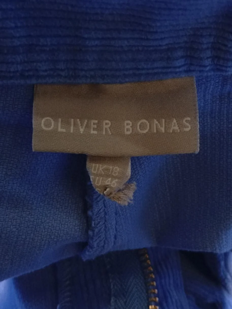 Oliver Bonas Women's Trousers UK 18 Blue Cotton with Elastane Wide-Leg Chino - Image 6