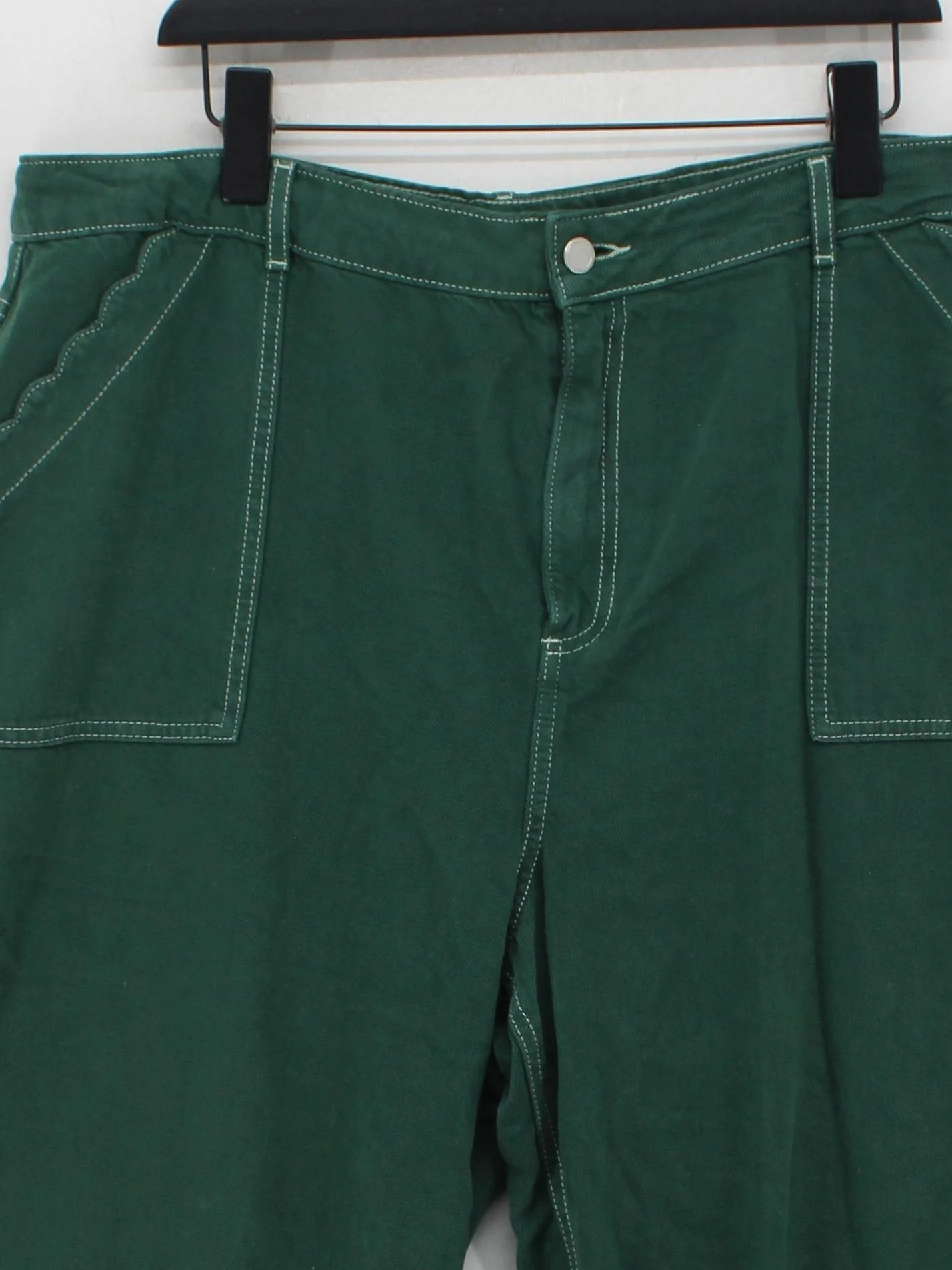 Oliver Bonas Women's Trousers UK 18 Green Cotton with Lyocell Modal Cropped - Image 3