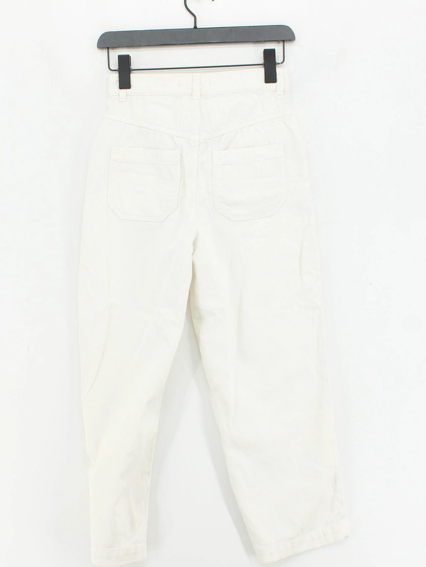 Oliver Bonas Women's Trousers UK 6 Cream 100% Cotton Wide-Leg Cropped - Image 2