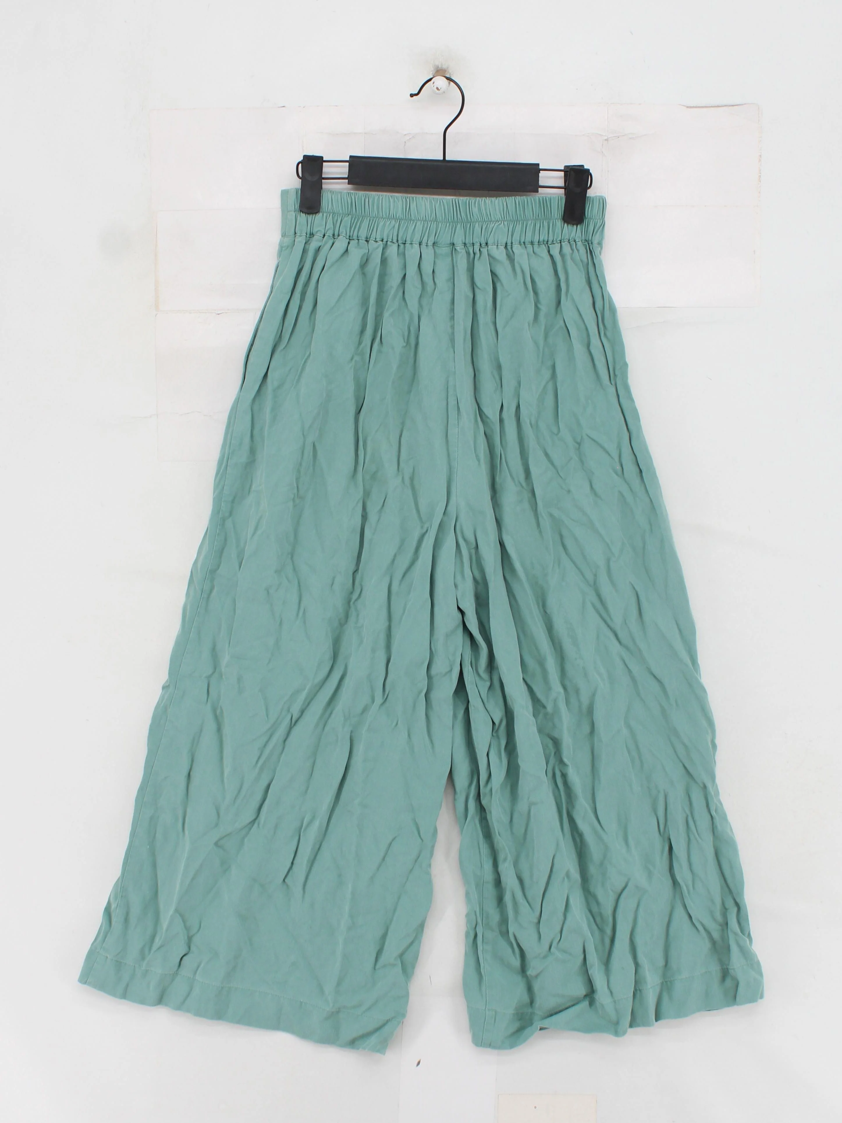 Oliver Bonas Women's Trousers UK 6 Green 100% Other Wide-Leg Cropped - Image 2