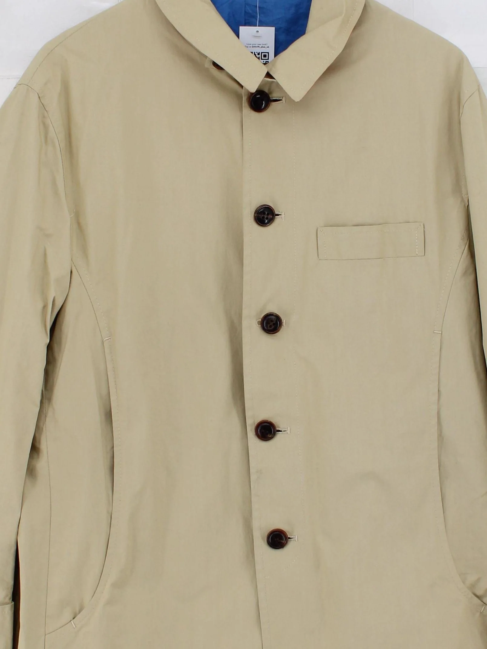 Oliver Spencer Men's Coat Chest: 44 in Tan Cotton with Viscose Trench Coat - Image 3