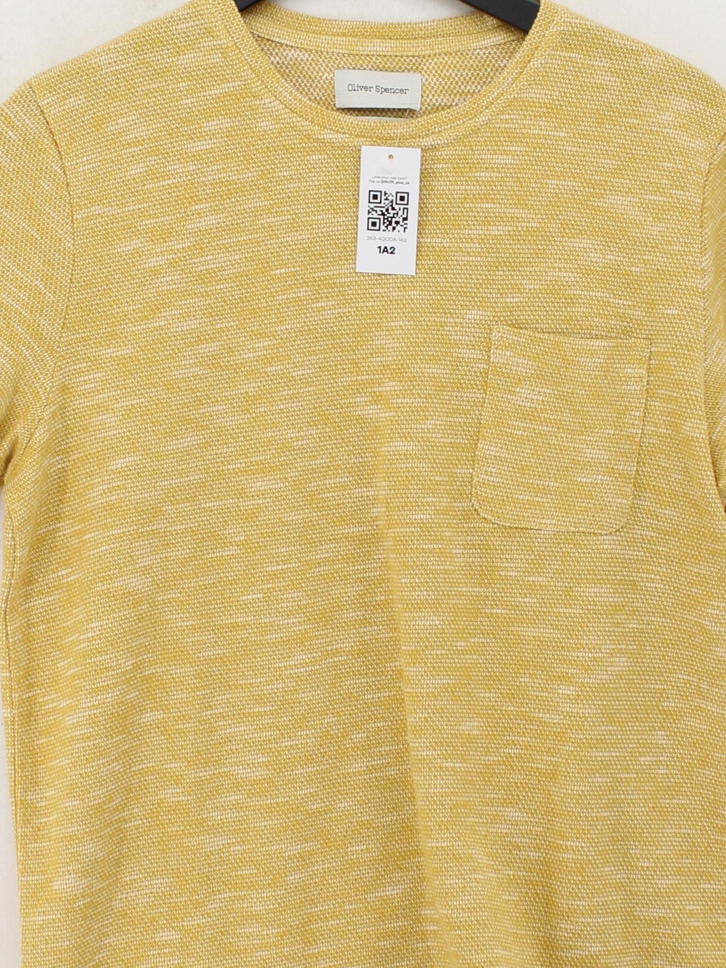 Oliver Spencer Men's T-Shirt M Yellow Cotton with Polyester Basic - Image 3
