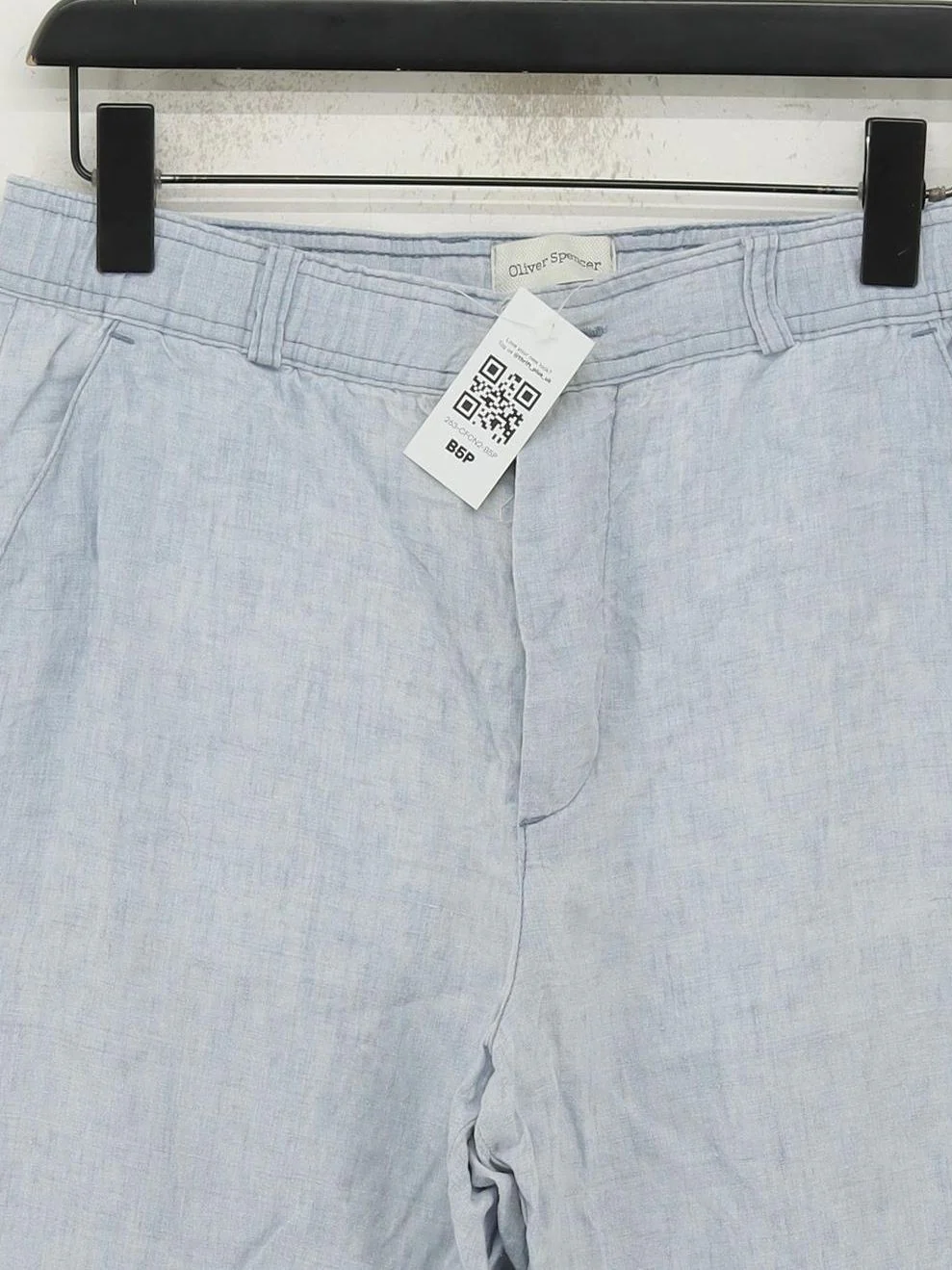 Oliver Spencer Men's Trousers M Blue Linen with Polyester, Cotton Tapered Chino - Image 3