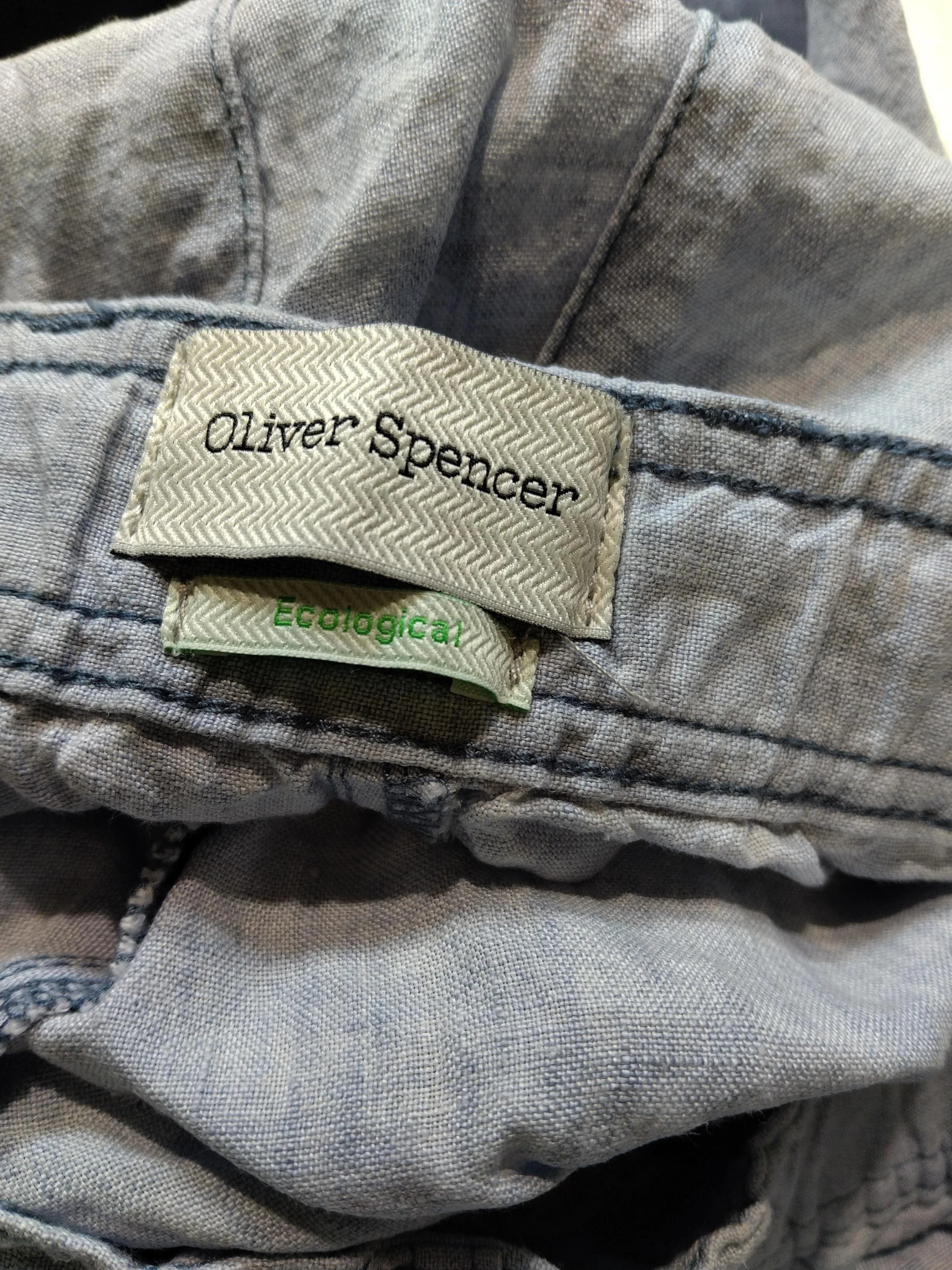 Oliver Spencer Men's Trousers M Blue Linen with Polyester, Cotton Tapered Chino - Image 6
