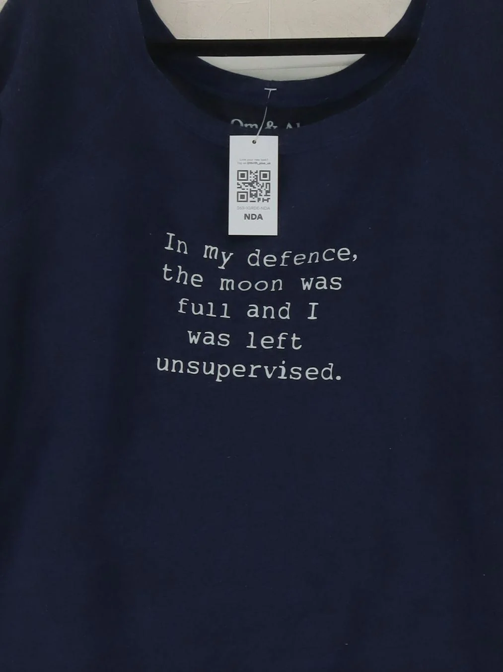 OM & AH London Women's Hoodie L Blue Graphic 100% Other Pullover - Image 3