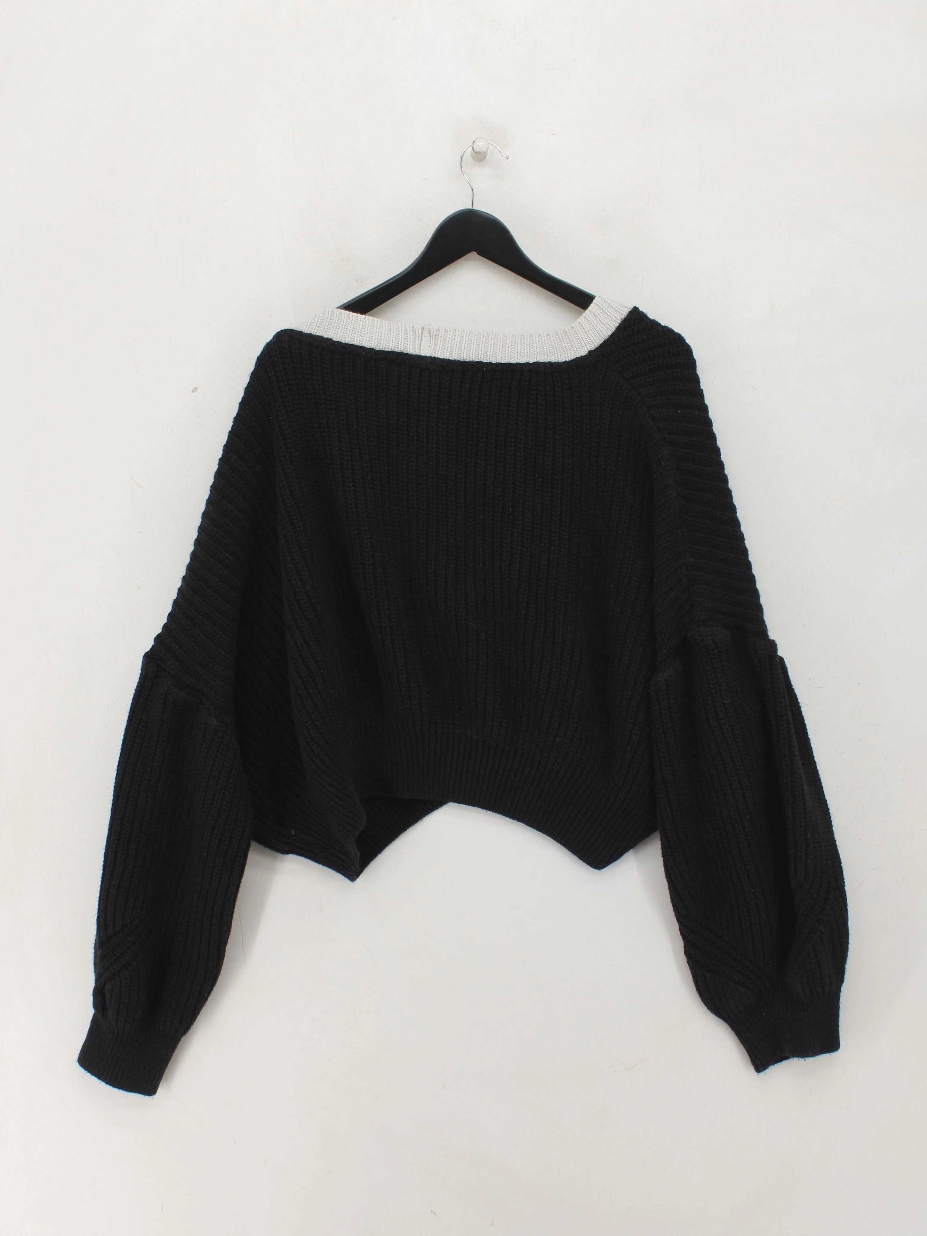 OMNES Women's Cardigan L Black Cotton with Acrylic V-Neck Cardigan - Image 2