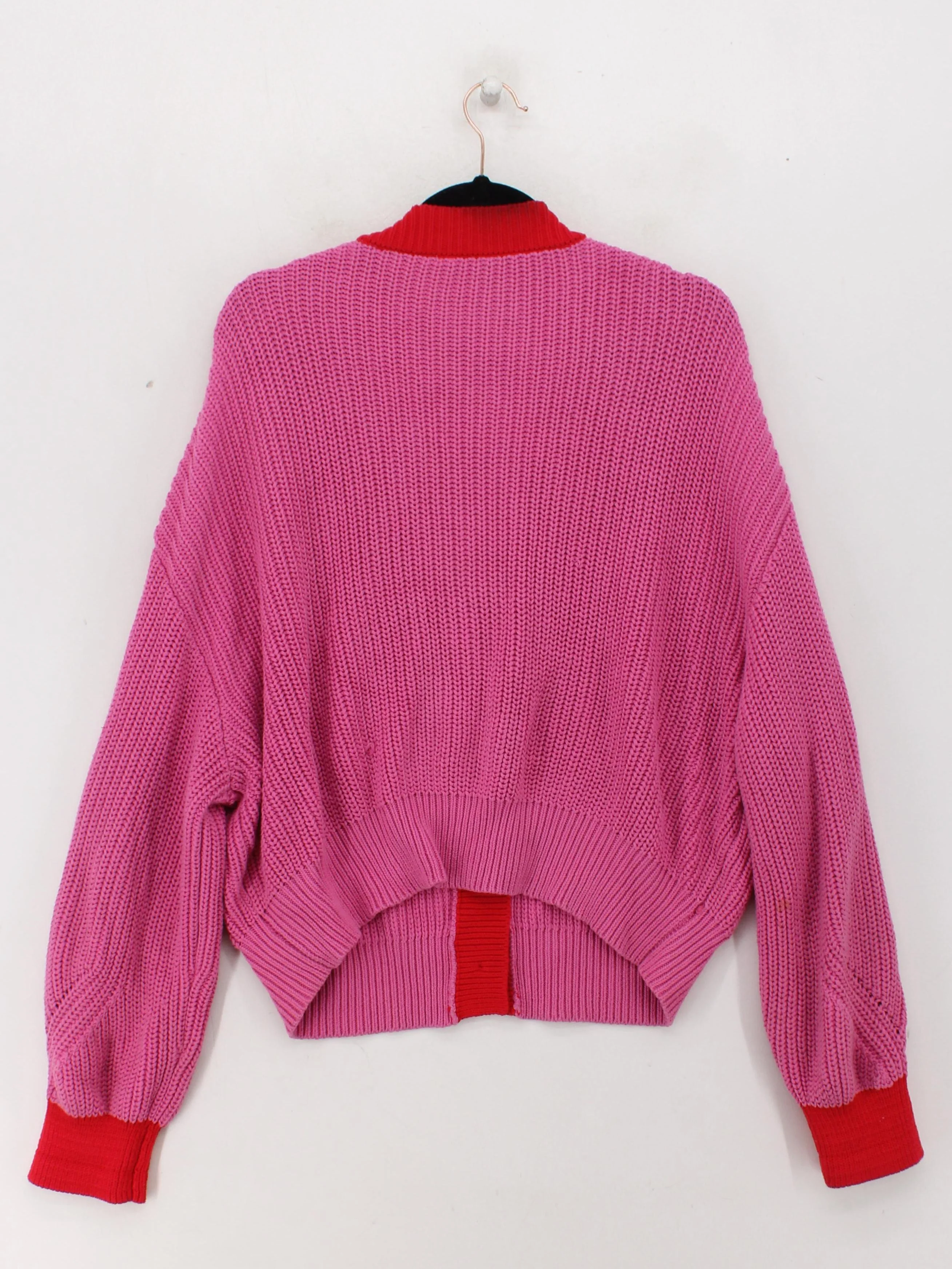 OMNES Women's Cardigan L Pink 100% Cotton V-Neck Cardigan - Image 2