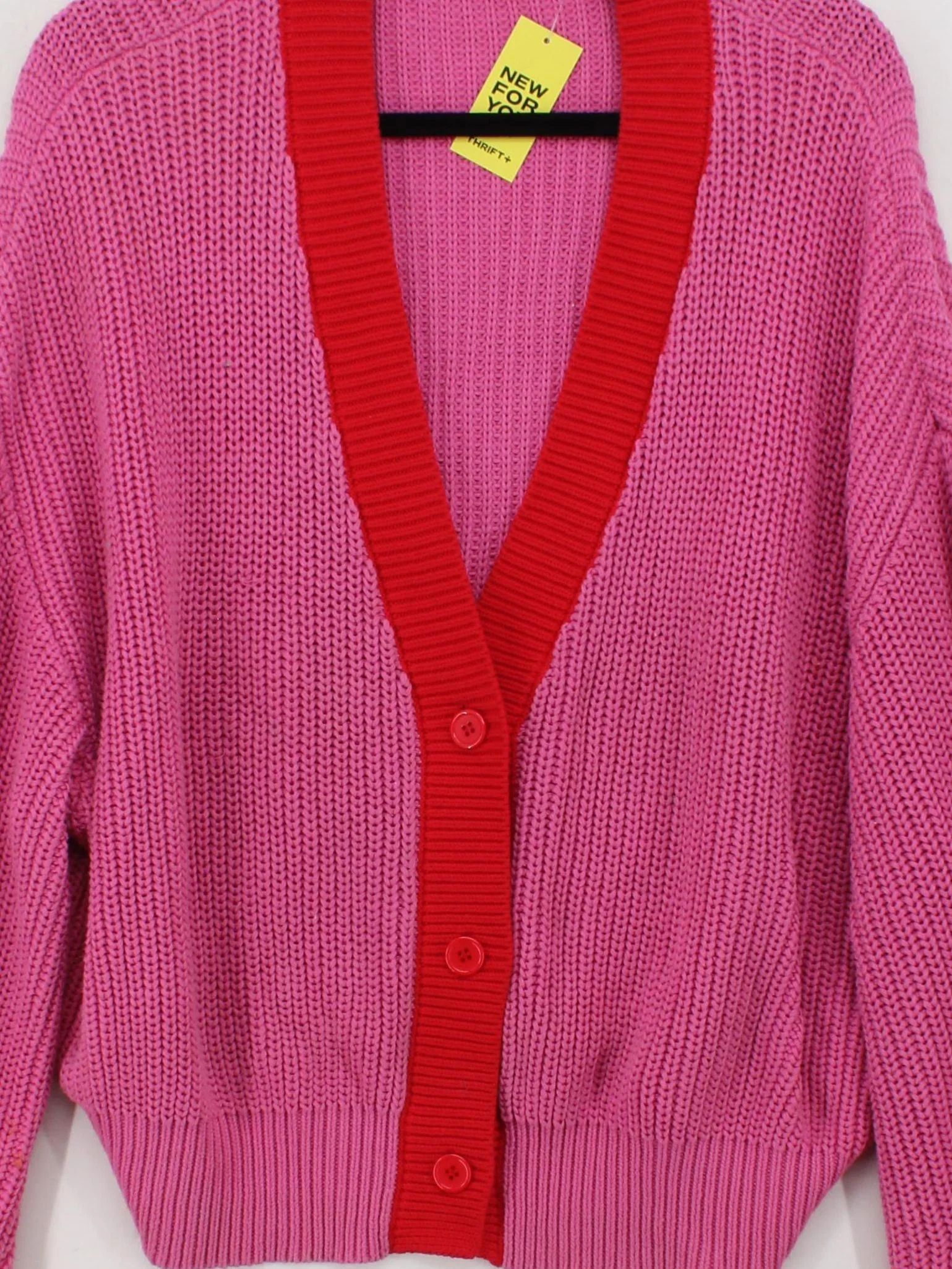 OMNES Women's Cardigan L Pink 100% Cotton V-Neck Cardigan - Image 3
