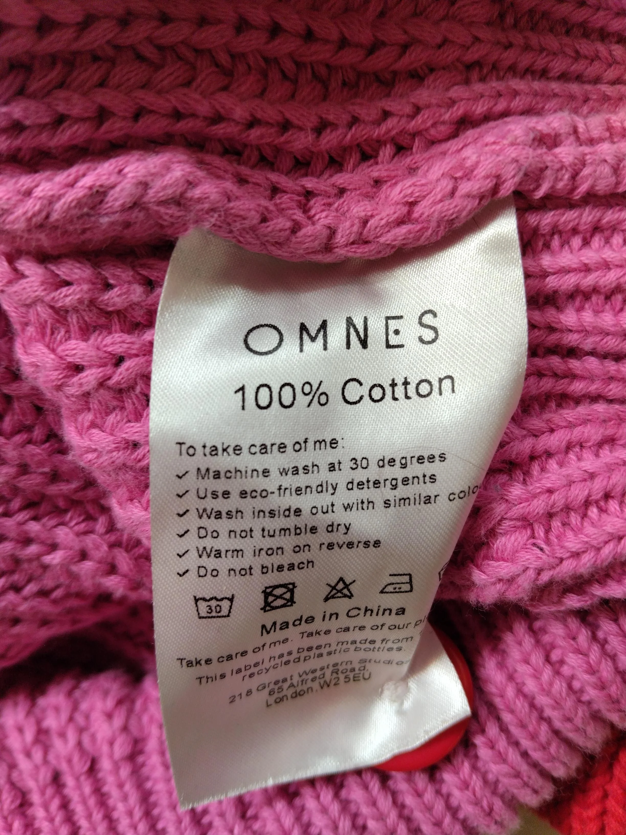 OMNES Women's Cardigan L Pink 100% Cotton V-Neck Cardigan - Image 8